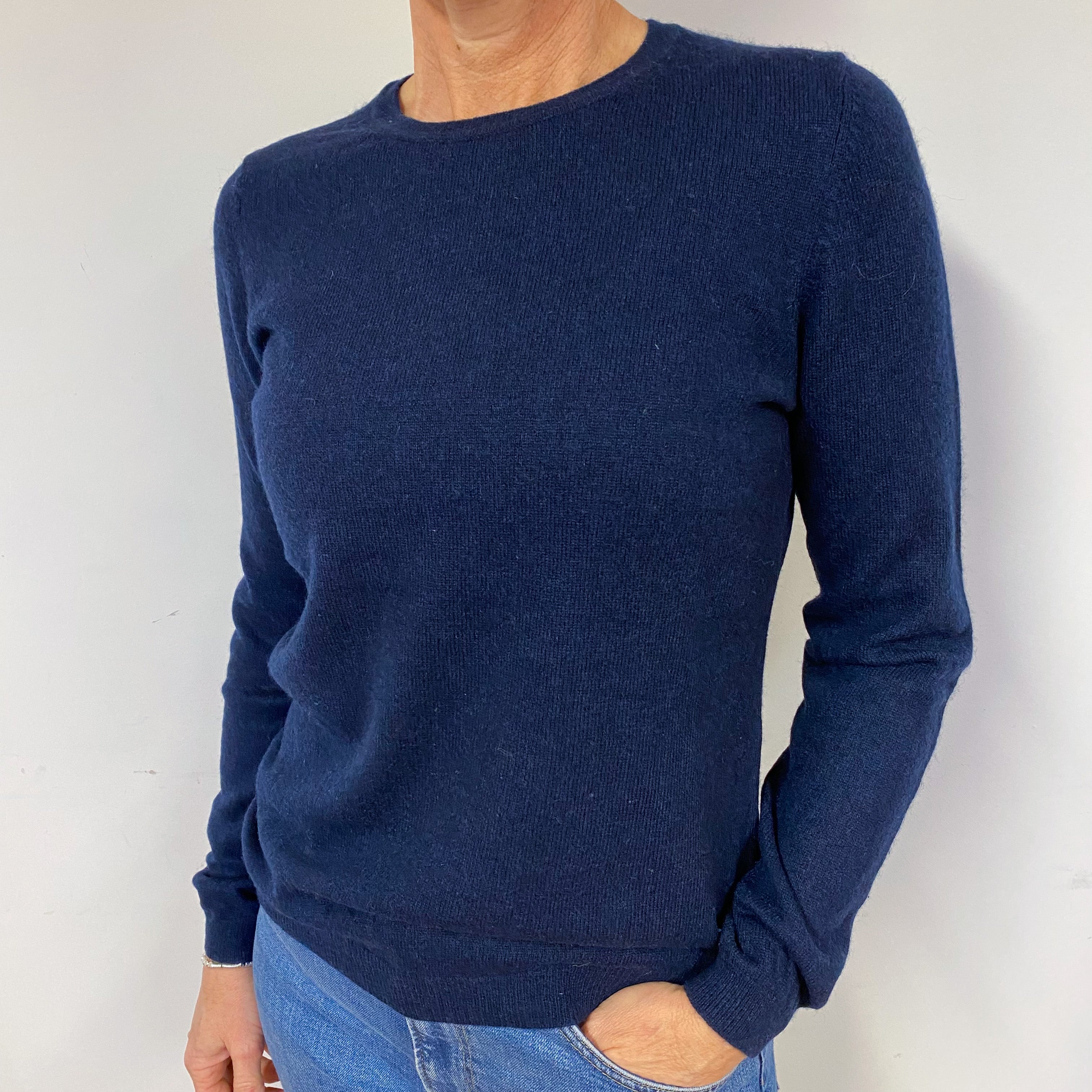 Navy Blue Cashmere Crew Neck Jumper Medium
