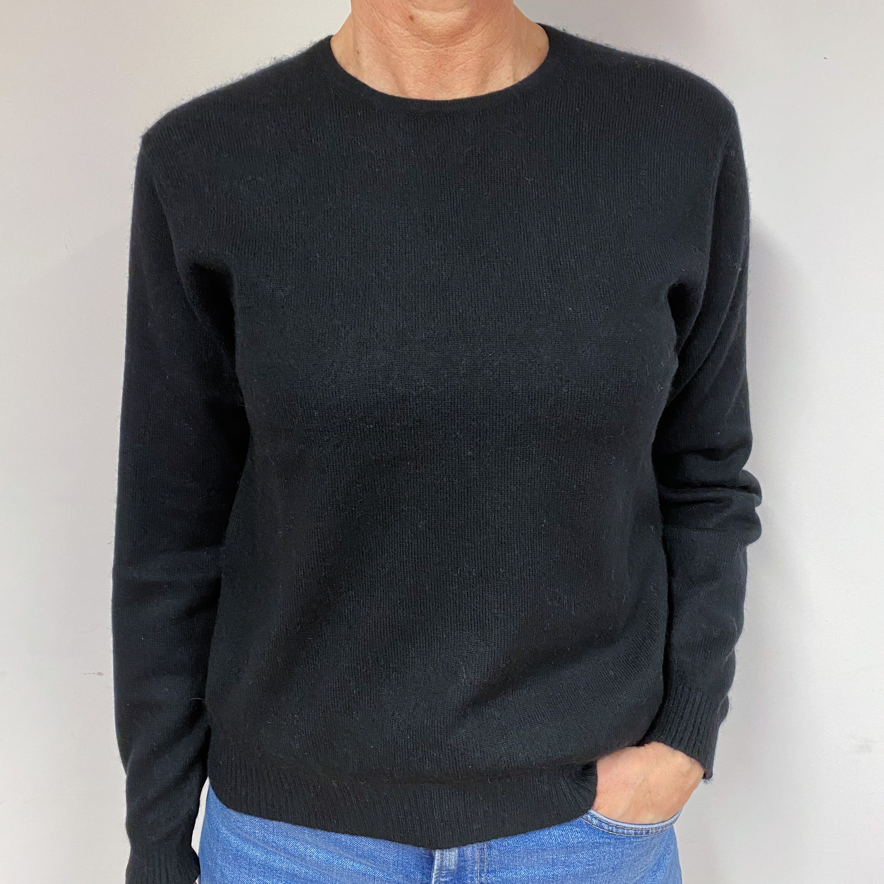 Black Cashmere Crew Neck Jumper Medium