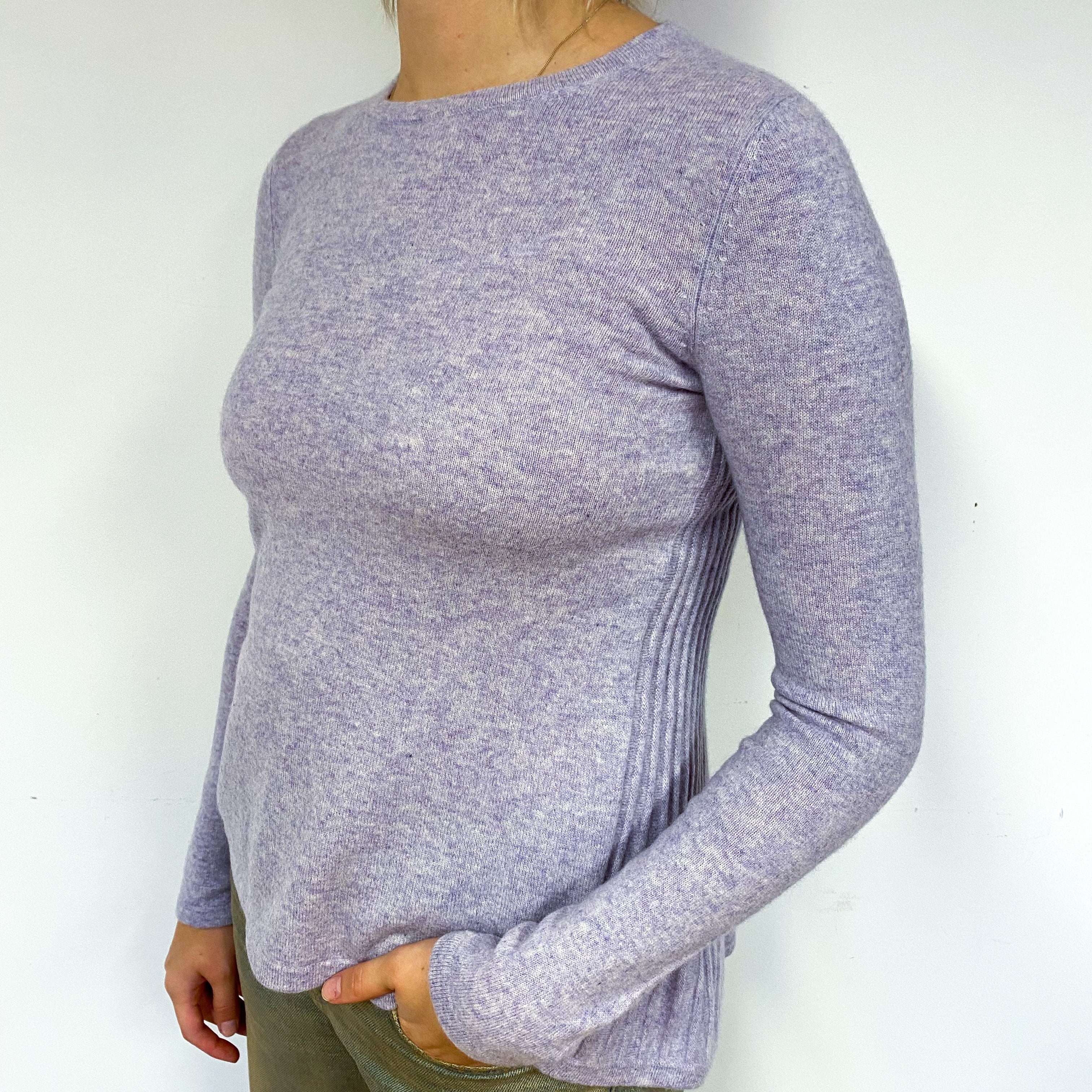 Pale Purple Marl Cashmere Crew Neck Jumper Small