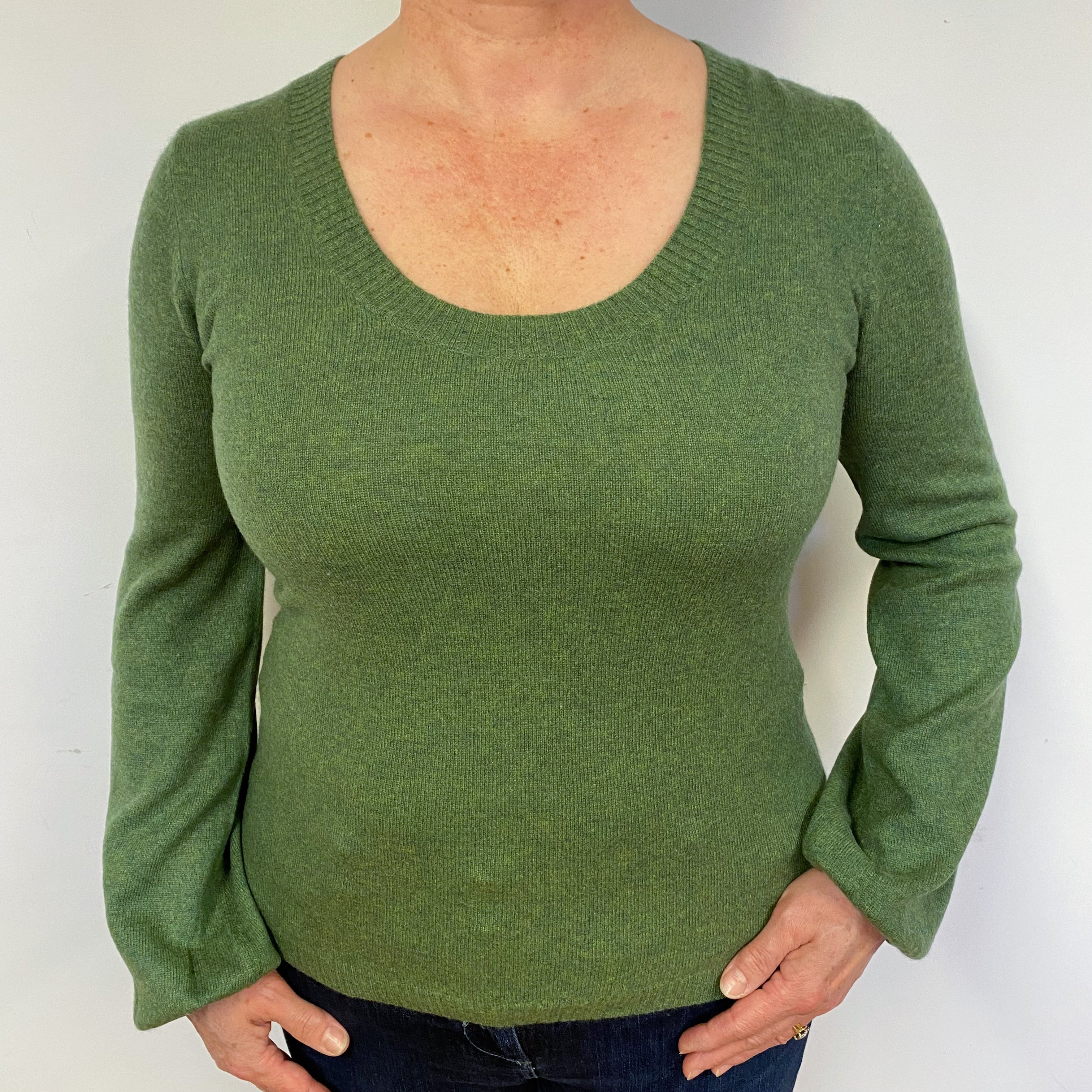 Fern Green Cashmere Crew Neck Jumper Large
