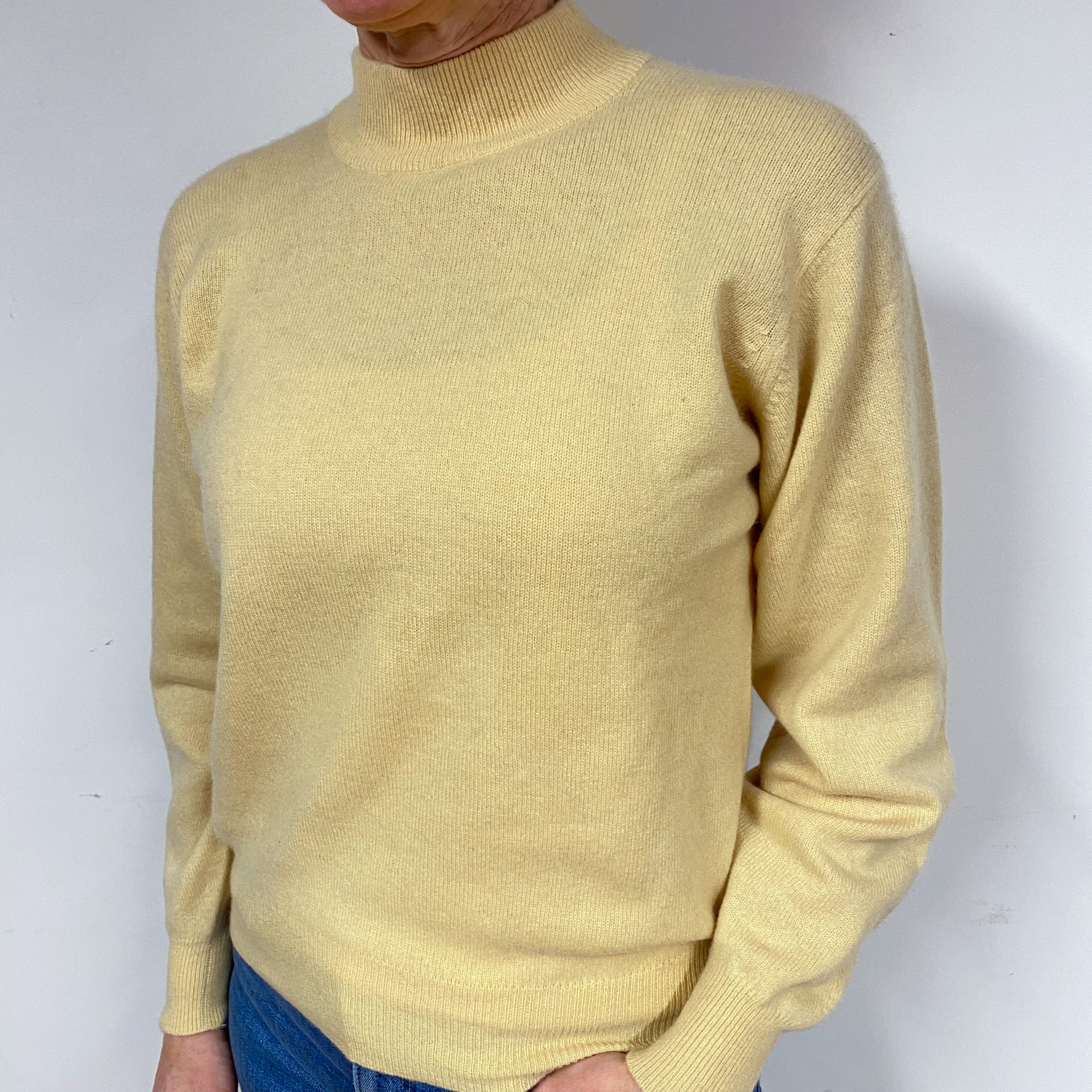 Custard Yellow Cashmere Turtle Neck Jumper Medium