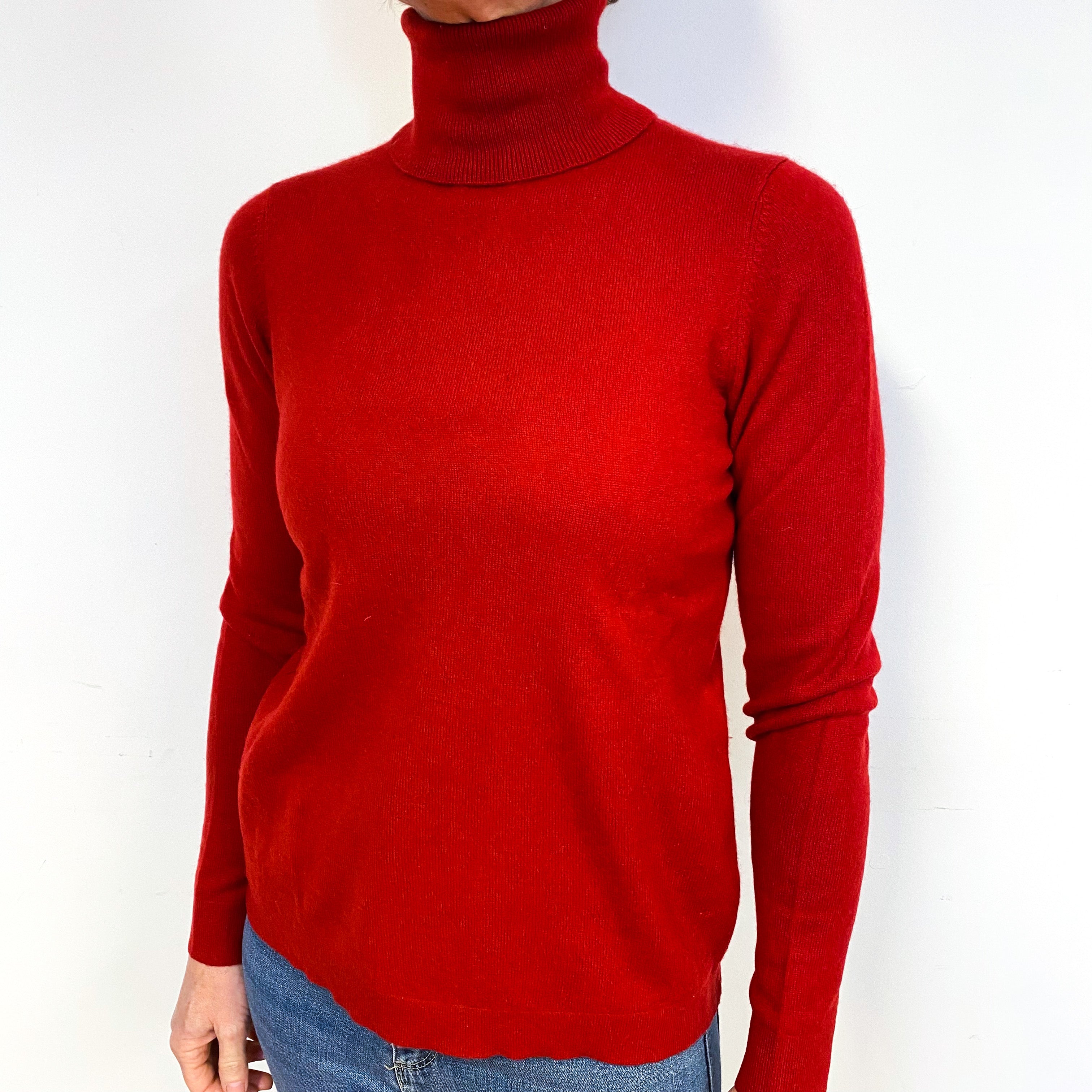 Scarlett Red Cashmere Polo Neck Jumper Medium