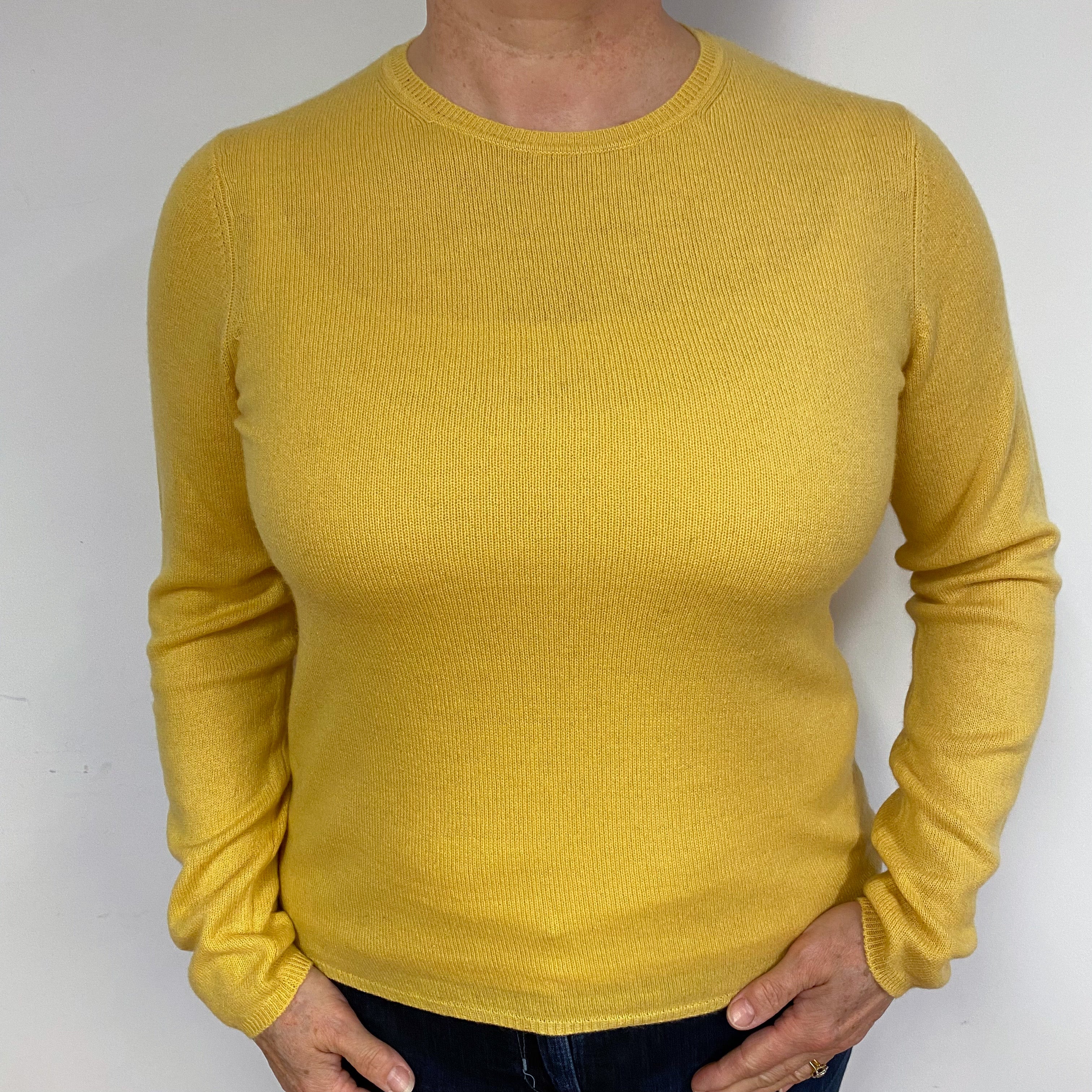 Sunflower Yellow Cashmere Crew Neck Jumper Large