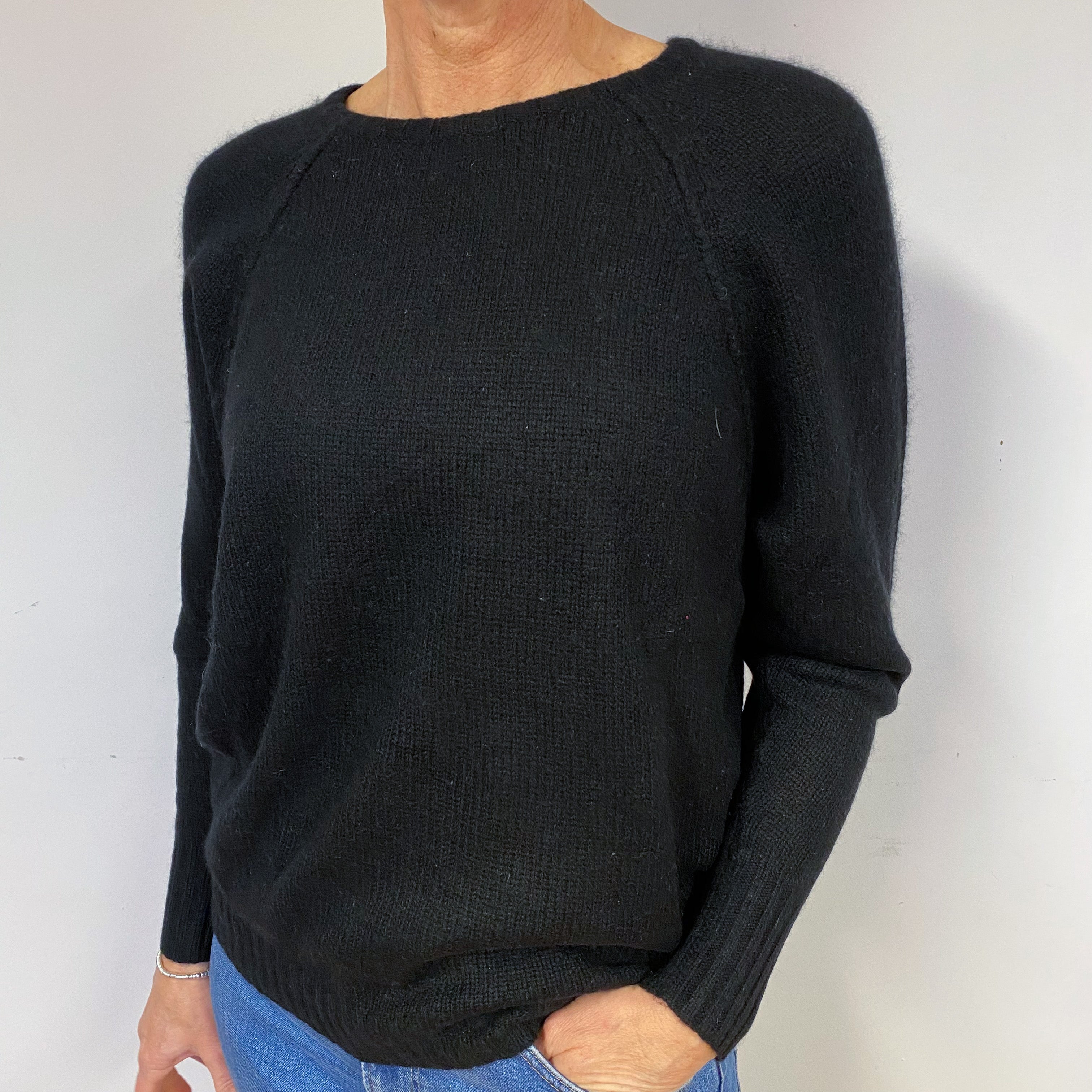 Black Cashmere Crew Neck Jumper Medium