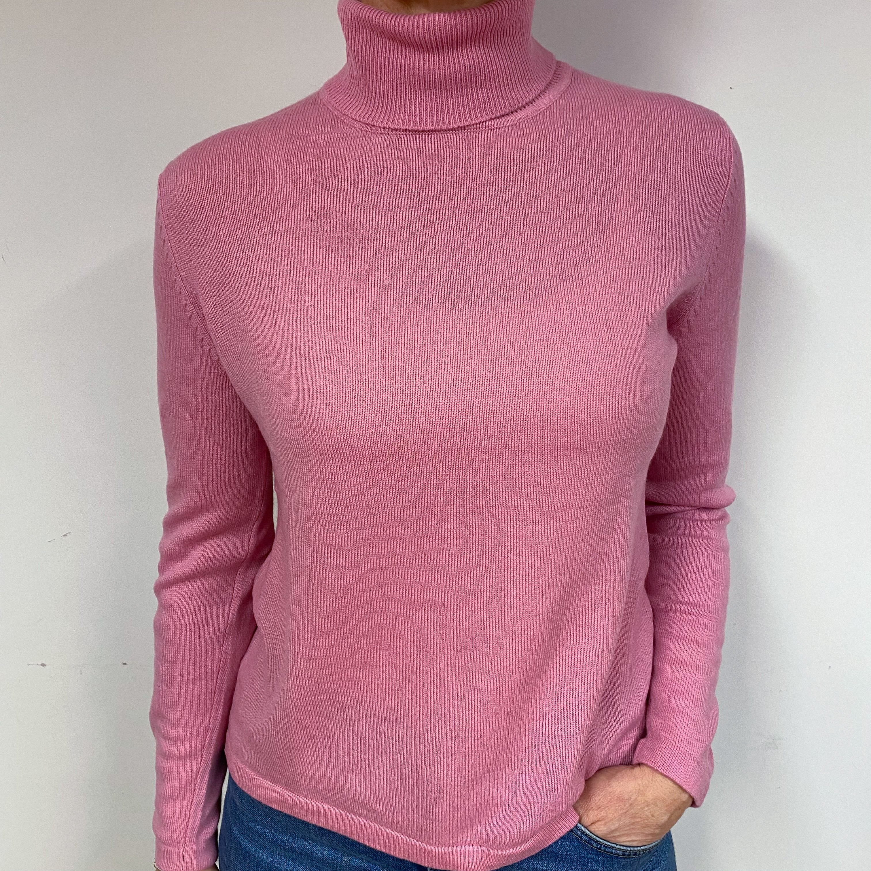 Sugar Mouse Pink Cashmere Polo Neck Jumper Medium