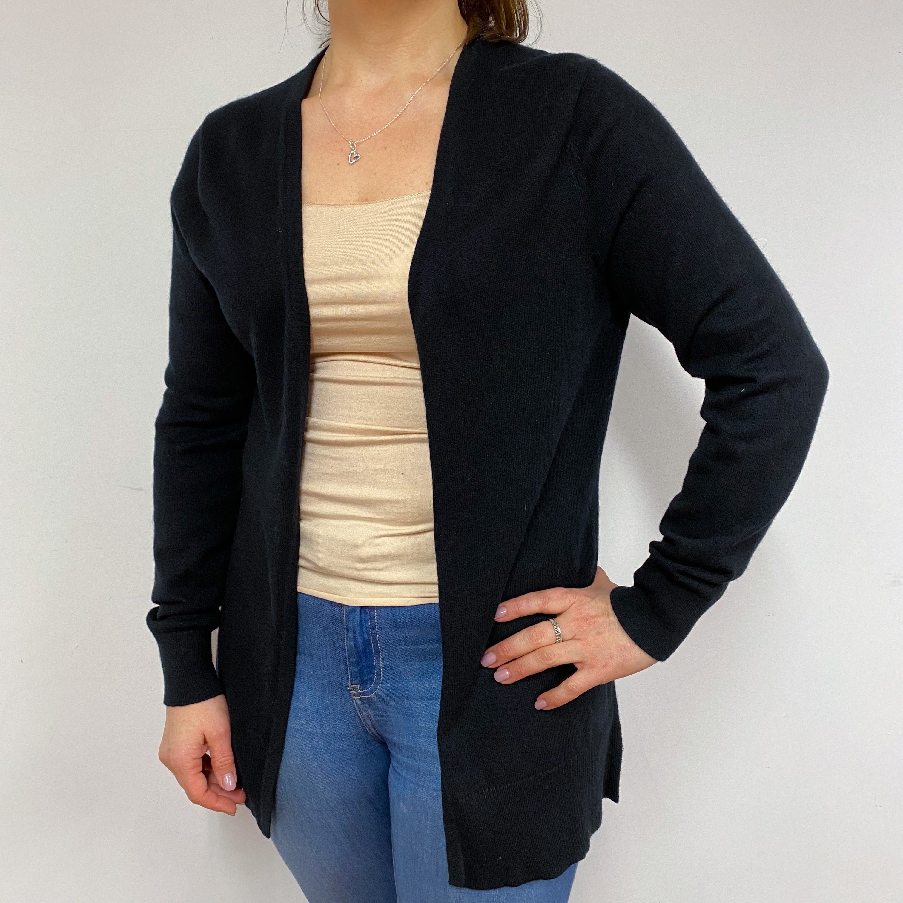 Black Edge to Edge Hooded Cardigan Large