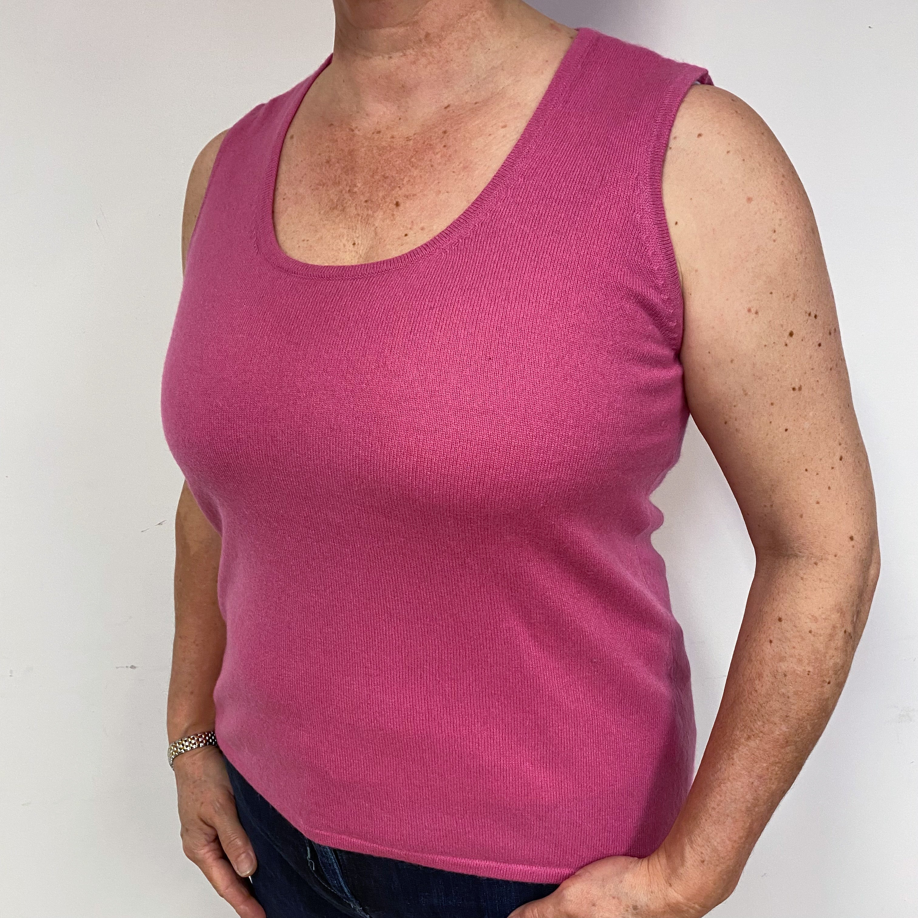 Sweet Pea Pink Cashmere Vest Large