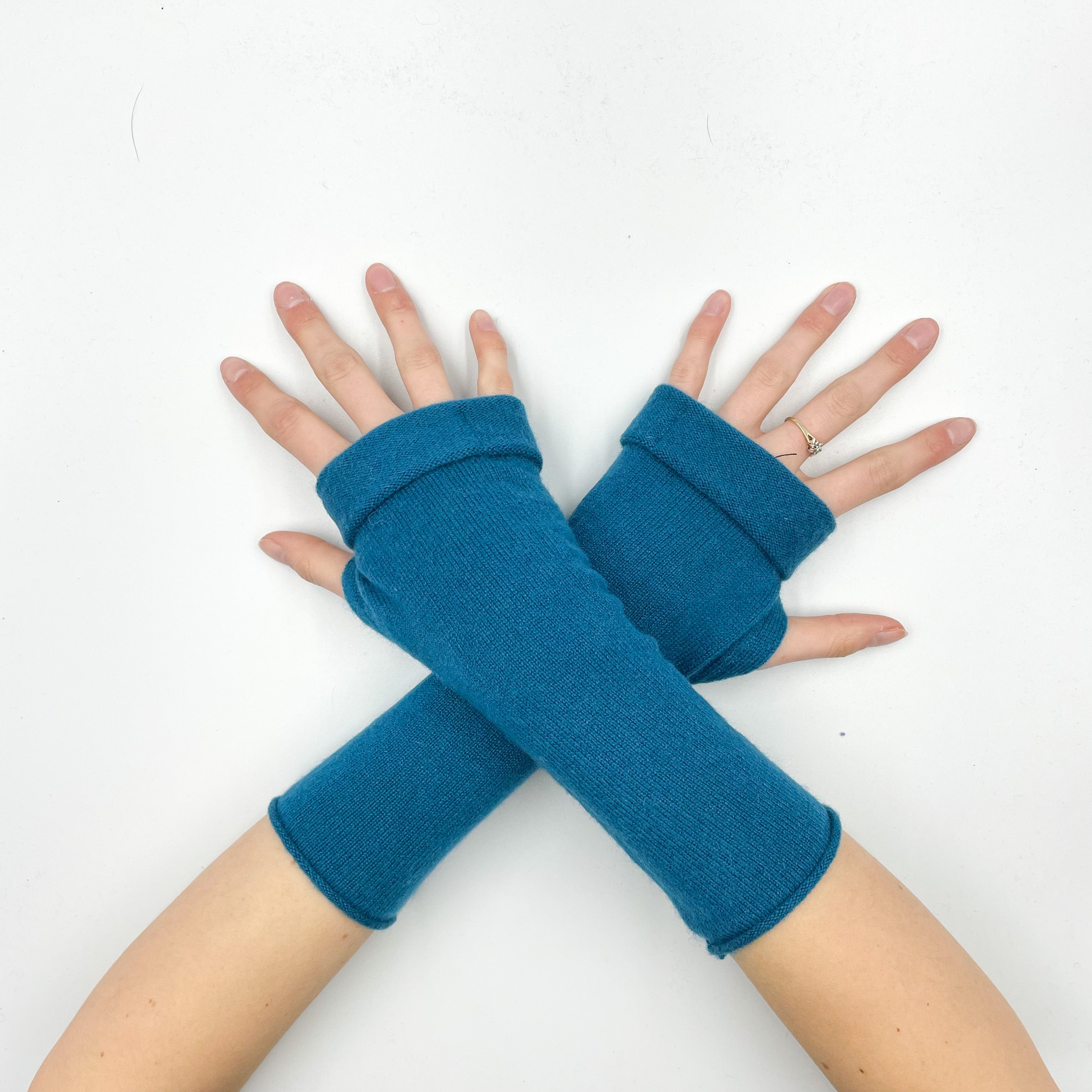 Teal Green Fingerless Gloves