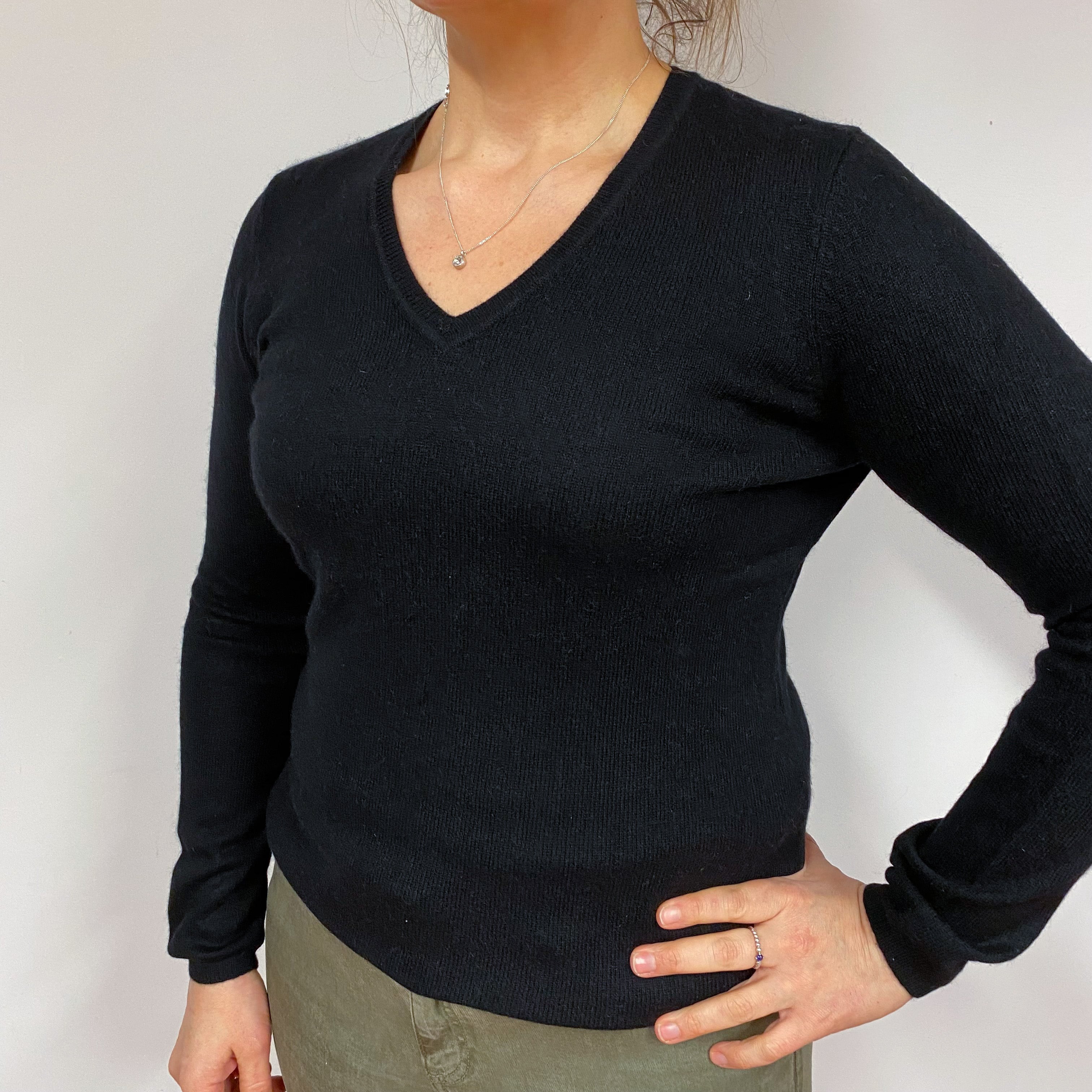 Black V Neck Jumper Large