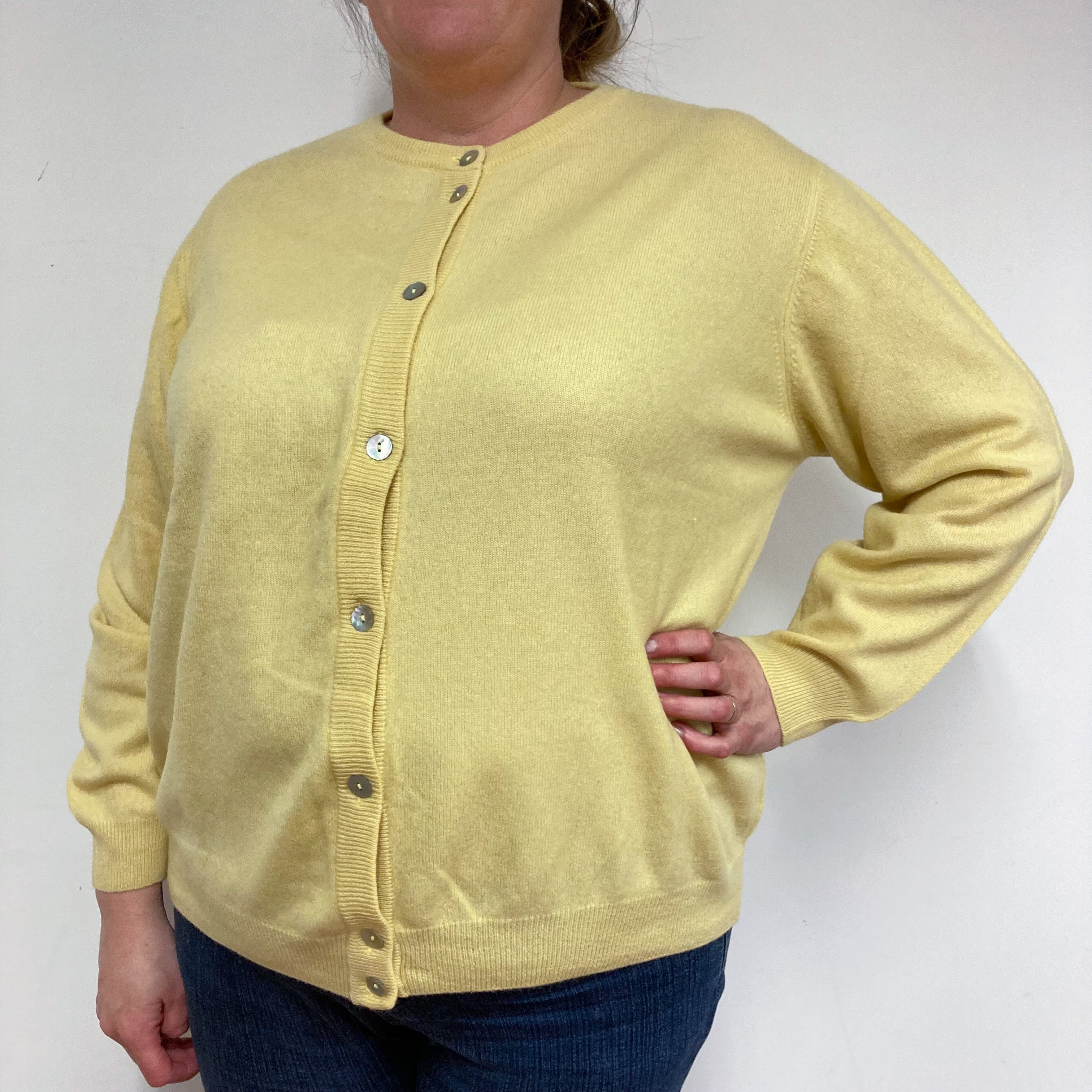 Primrose Yellow Crew Neck Cardigan Extra Large