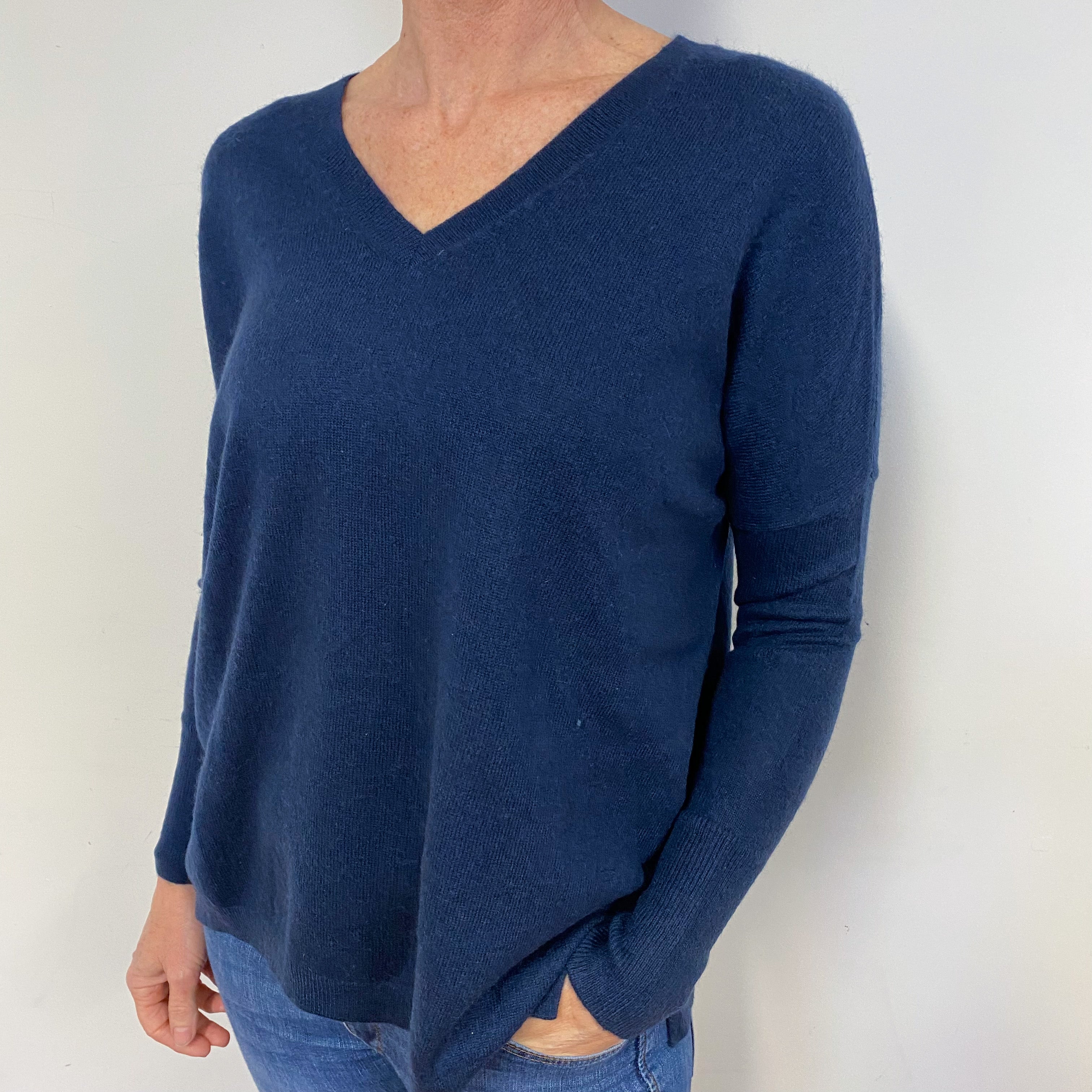 Midnight Blue V-Neck Jumper Medium