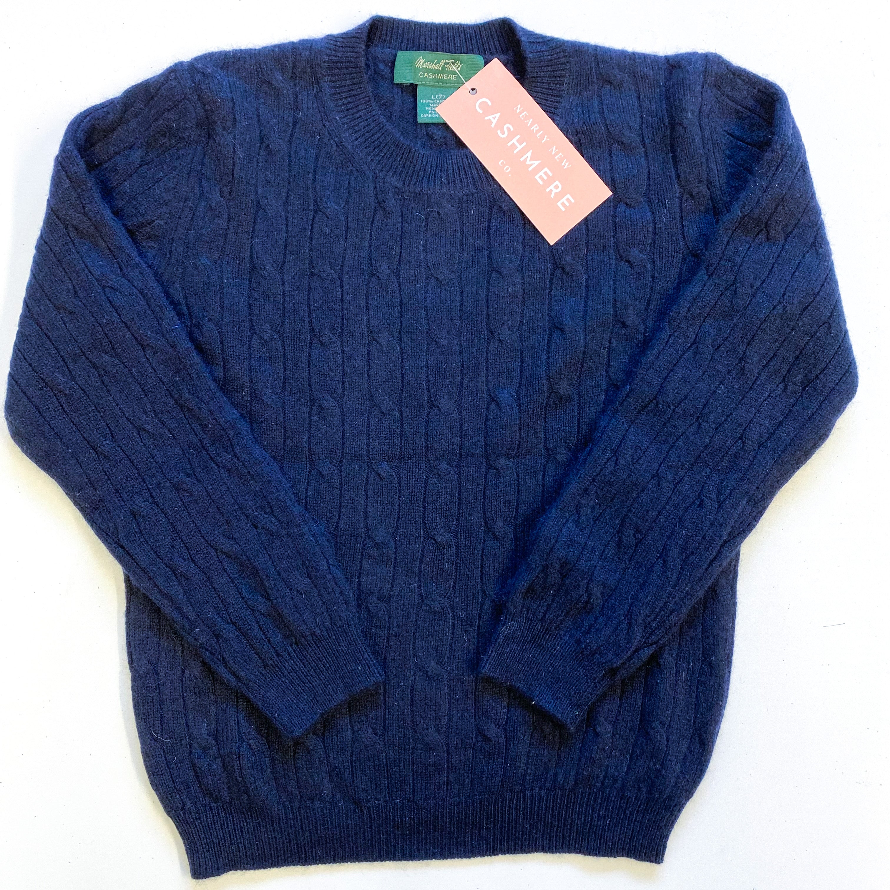 Children’s Navy Cable Cashmere Crew Neck Jumper Age 7 Years