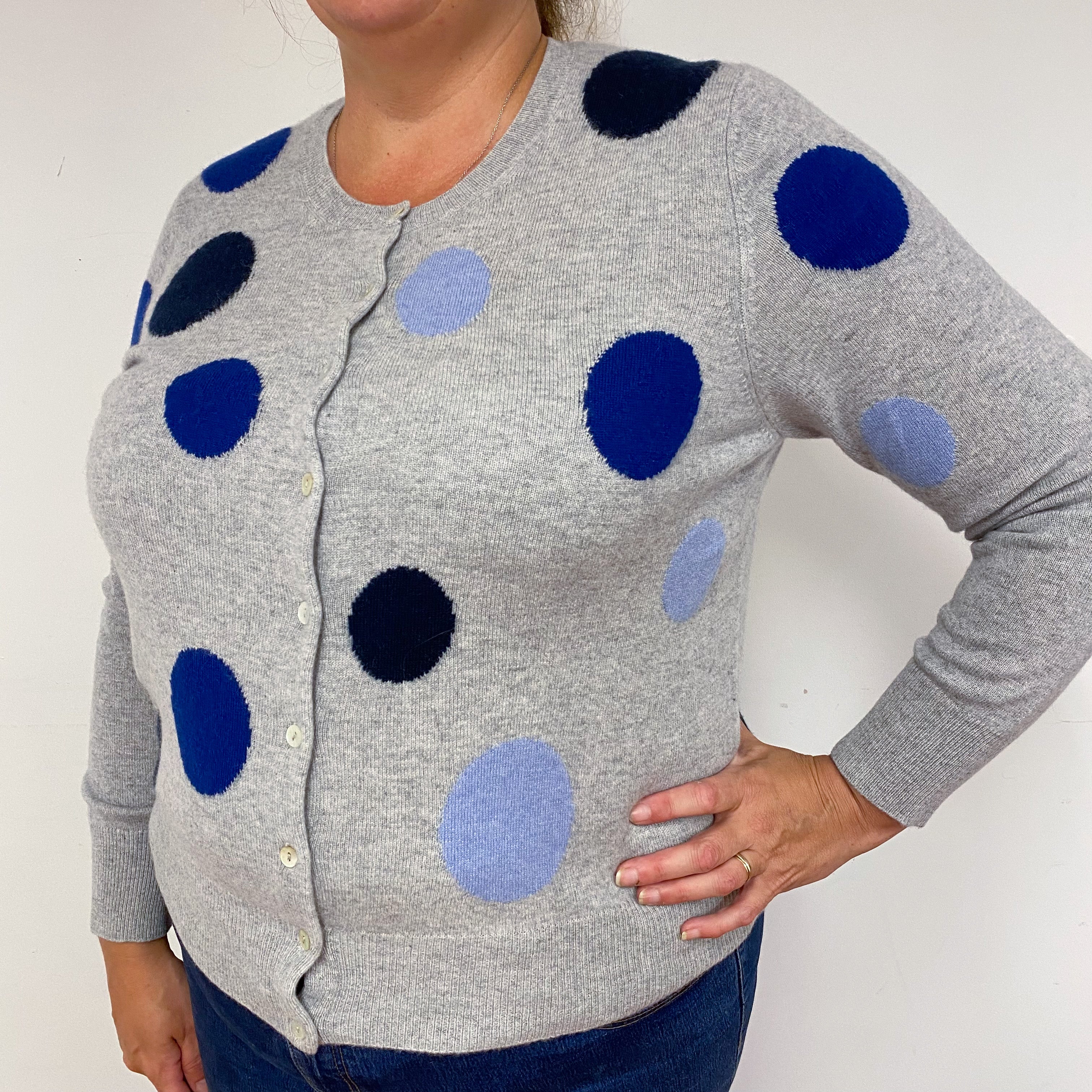 New Grey and Blue Spotty Cardigan Extra Large