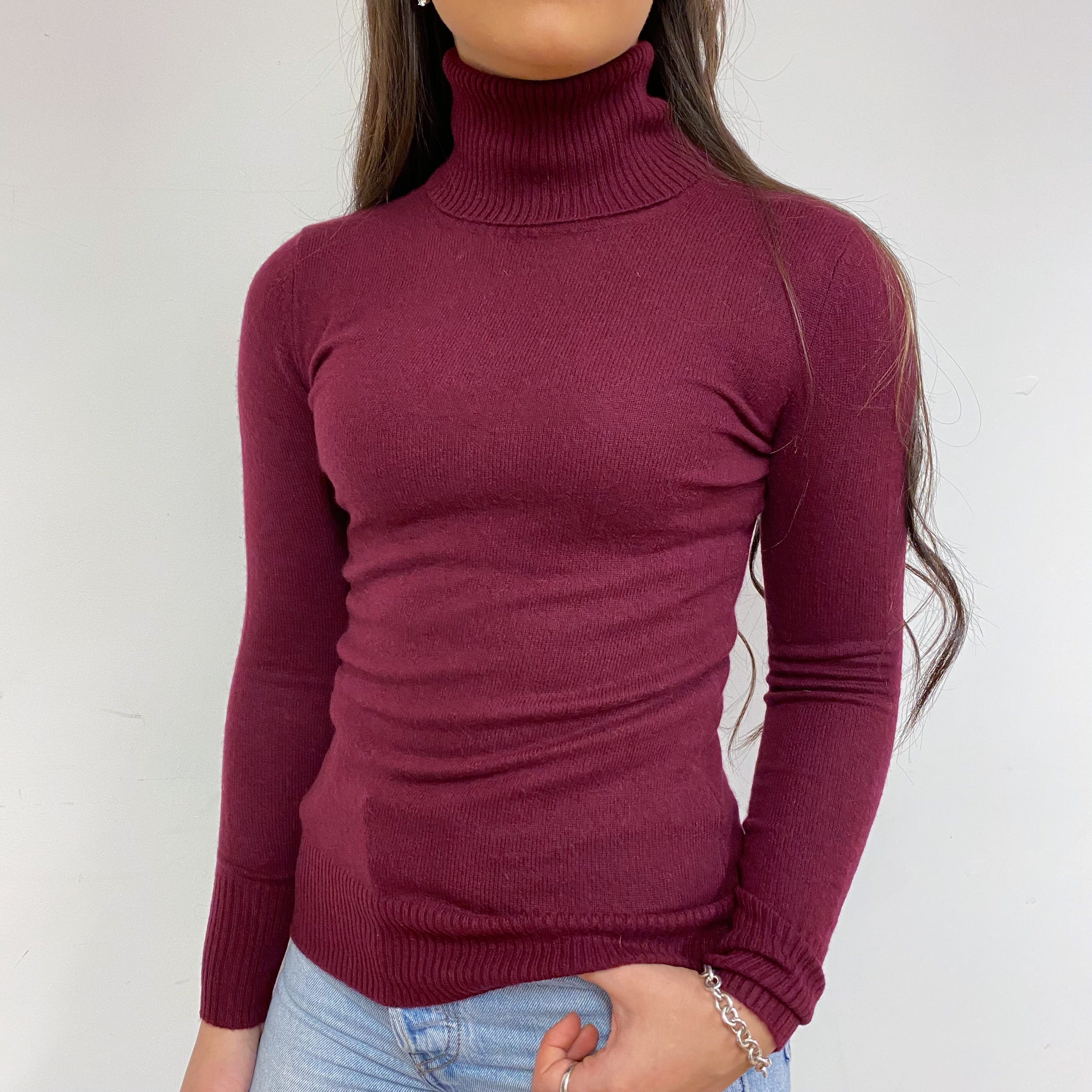 Garnet Red Polo Neck Jumper Extra Small