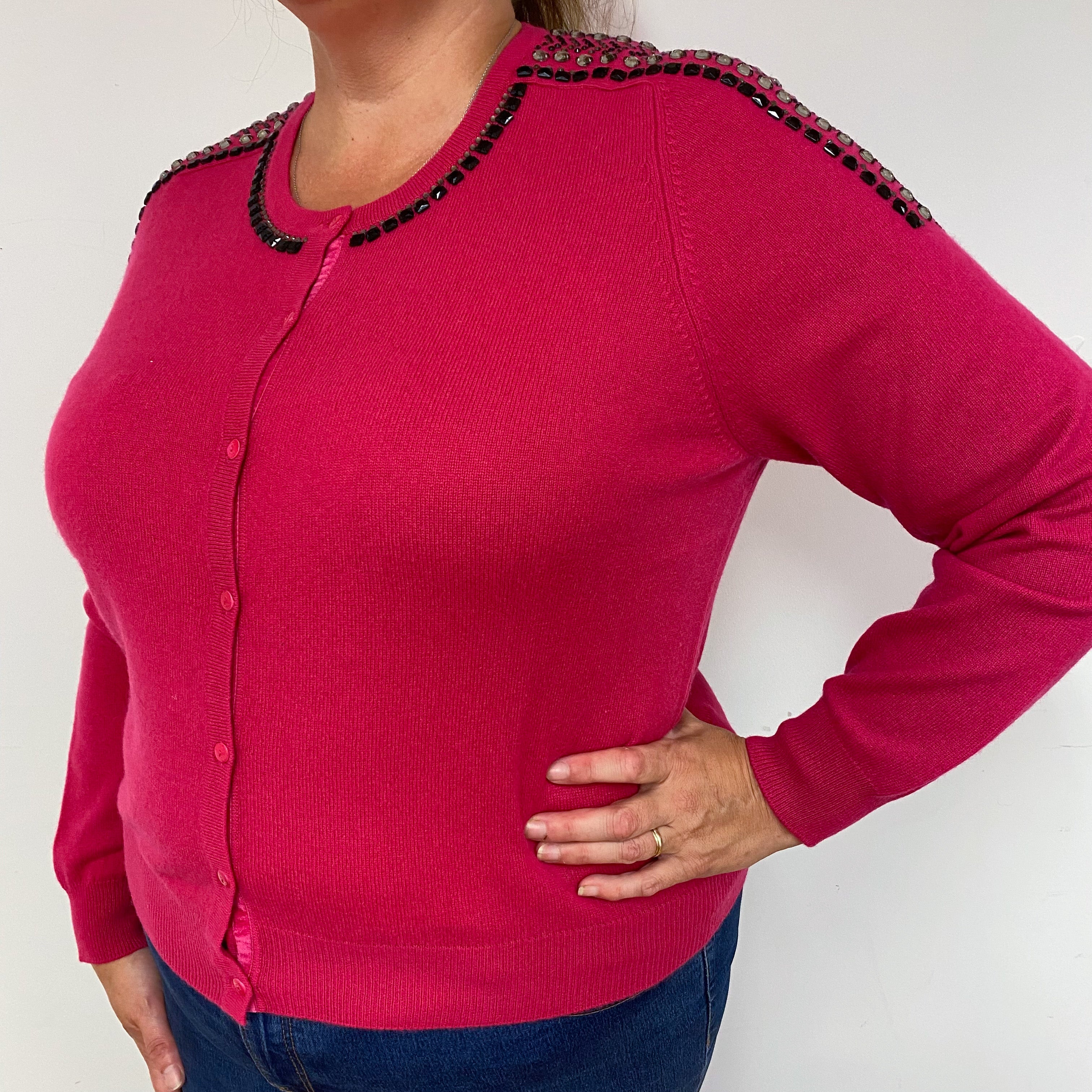 New Cherry Pink Embellished Cardigan Extra Large
