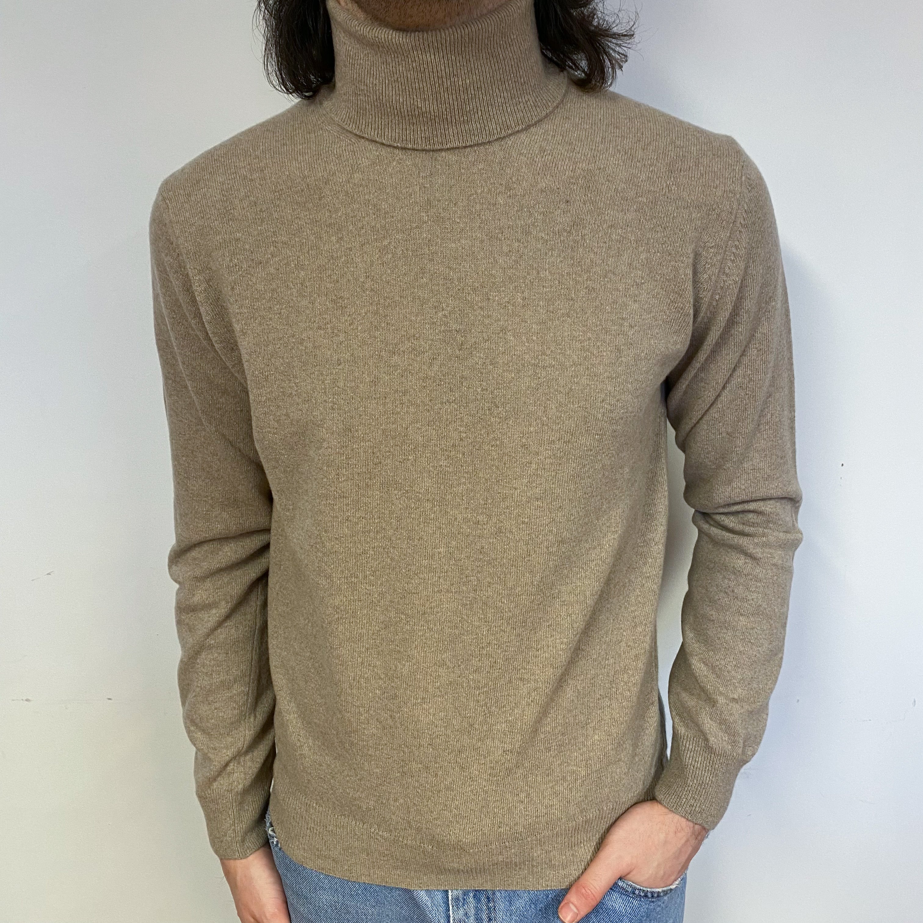 New Italian Latte Unisex Polo Neck Jumper Small-Extra Large