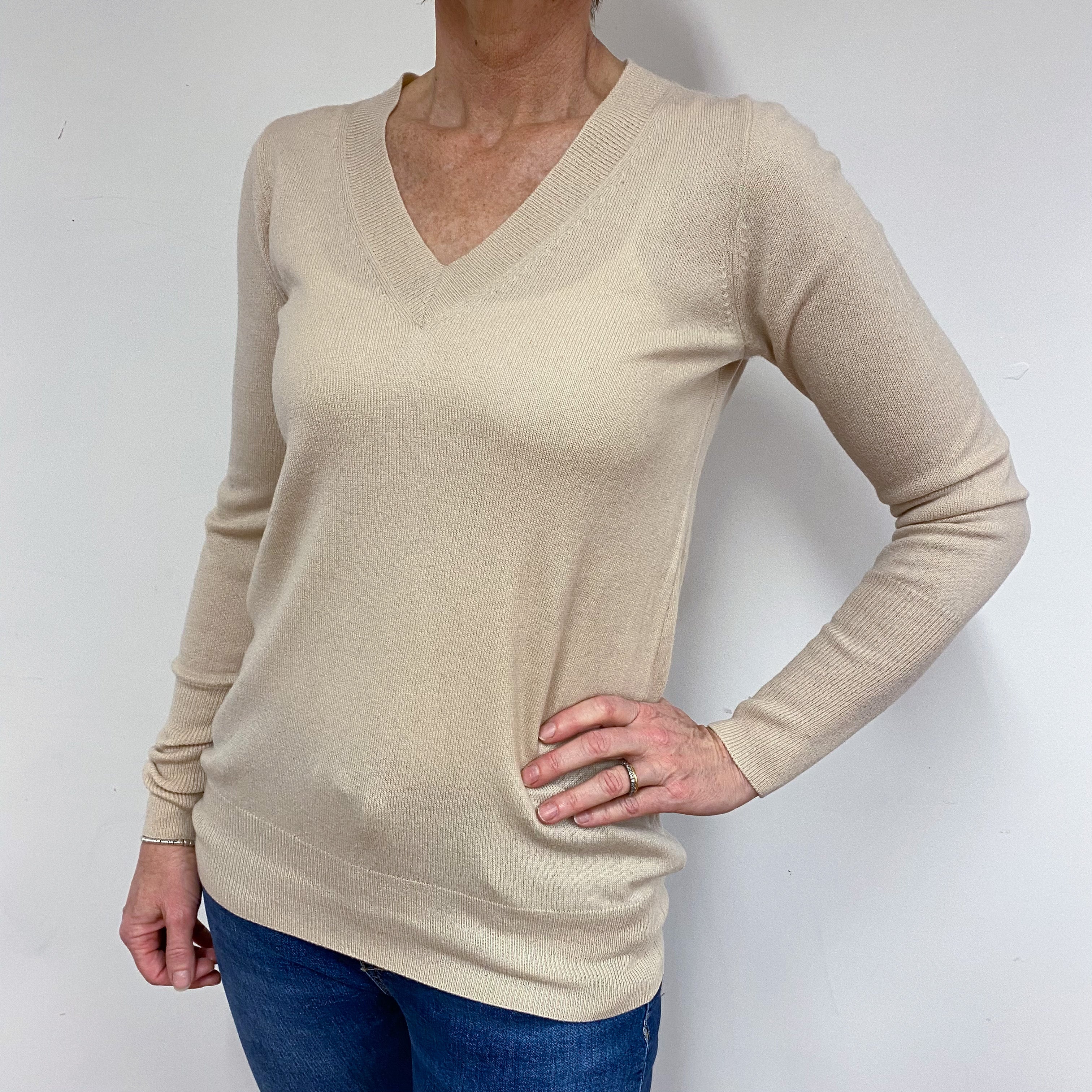 Palest Biscuit V Neck Jumper Medium