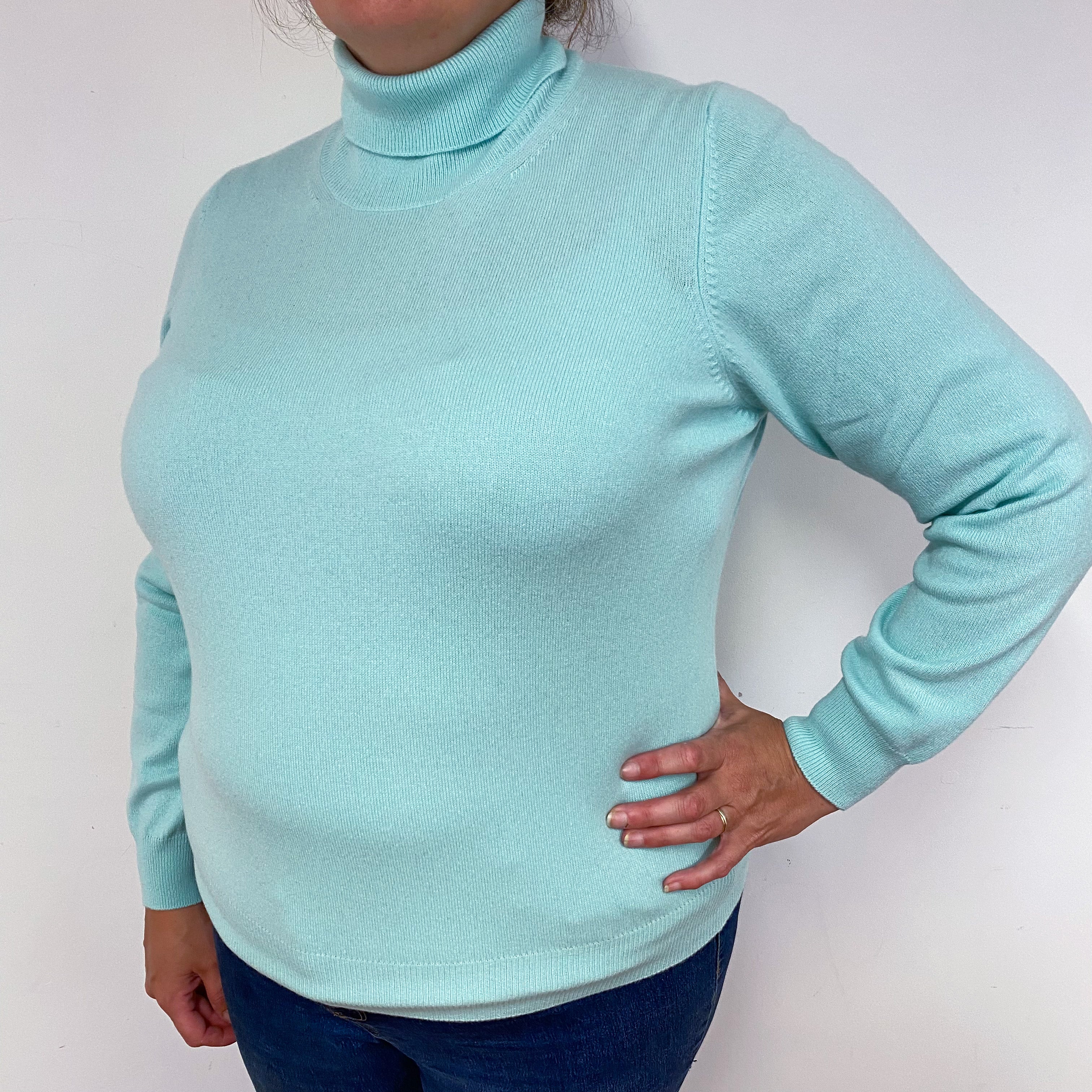 New Mint Green Polo Neck Jumper Extra Large