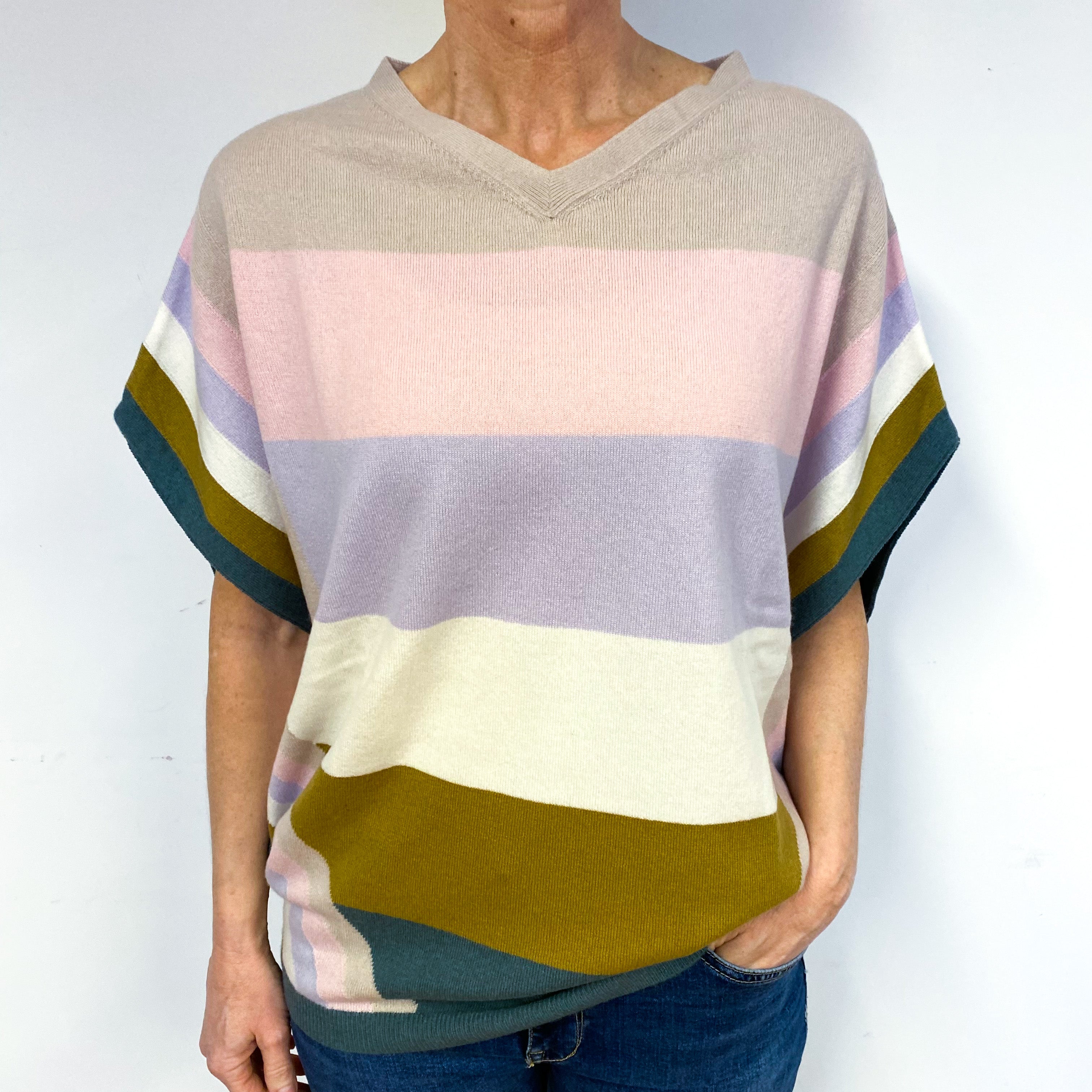 Brand New Scottish Striped Slouchy V-Neck Jumper Medium
