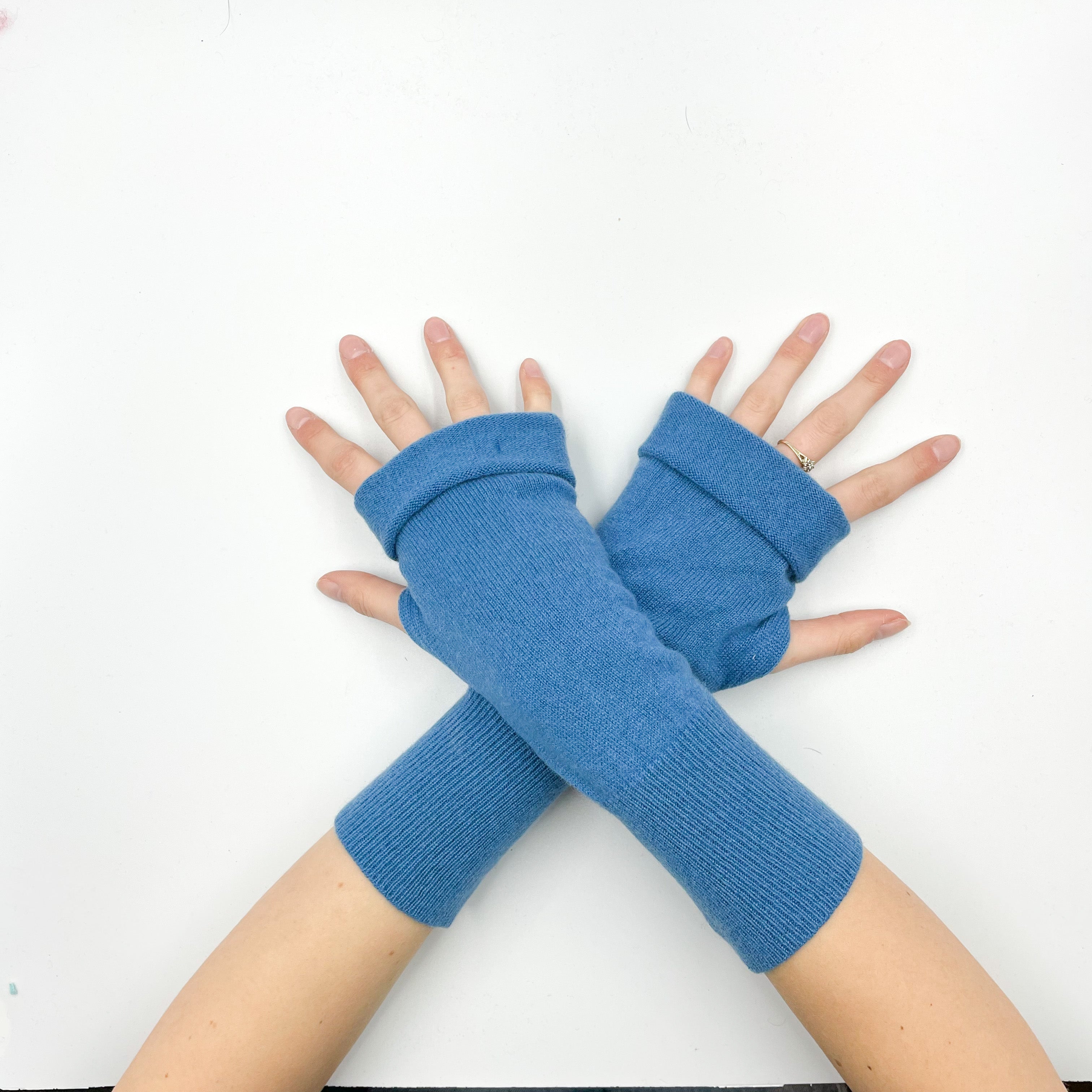 Sea Blue Fingerless Gloves