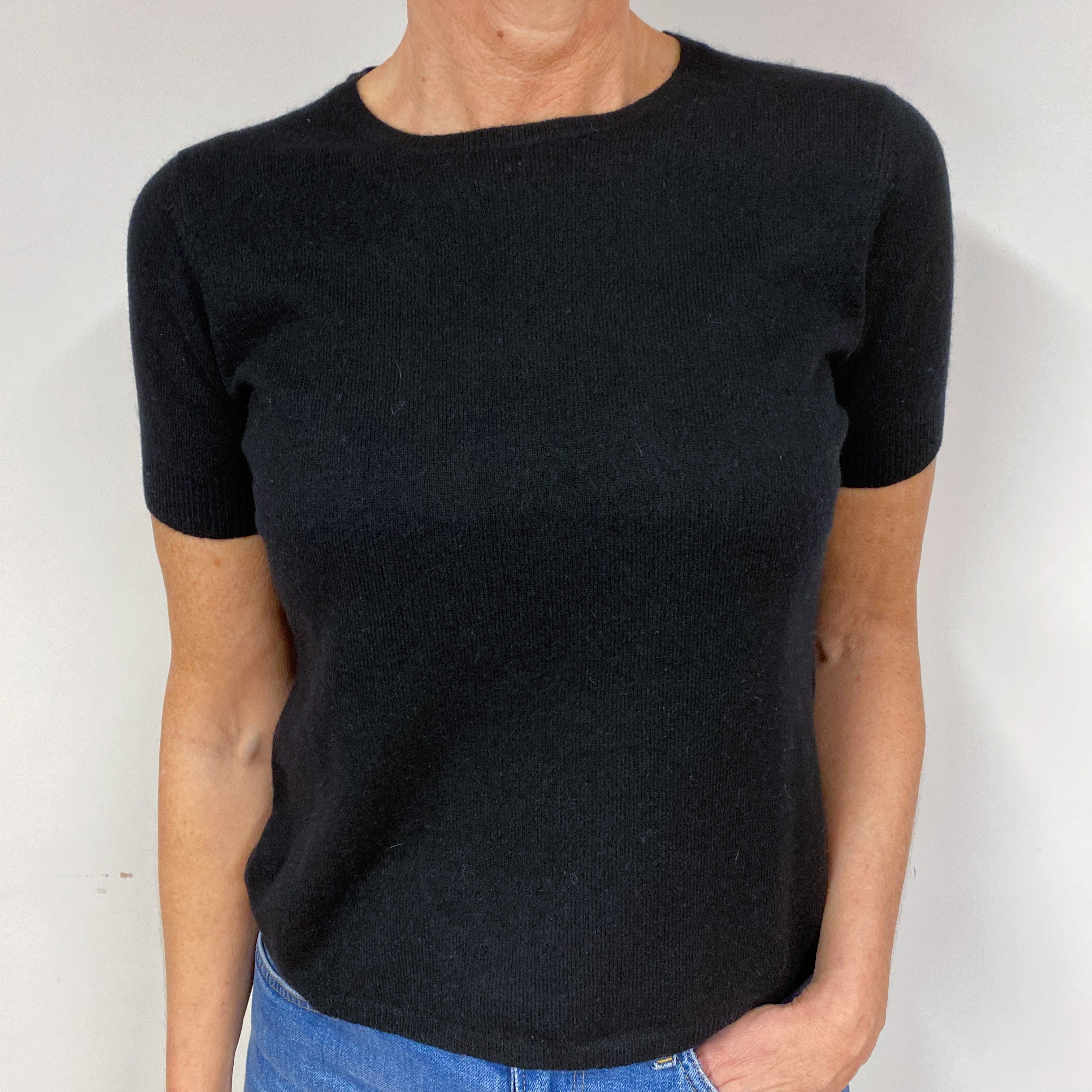 Black Cashmere Crew Neck Tee Medium
