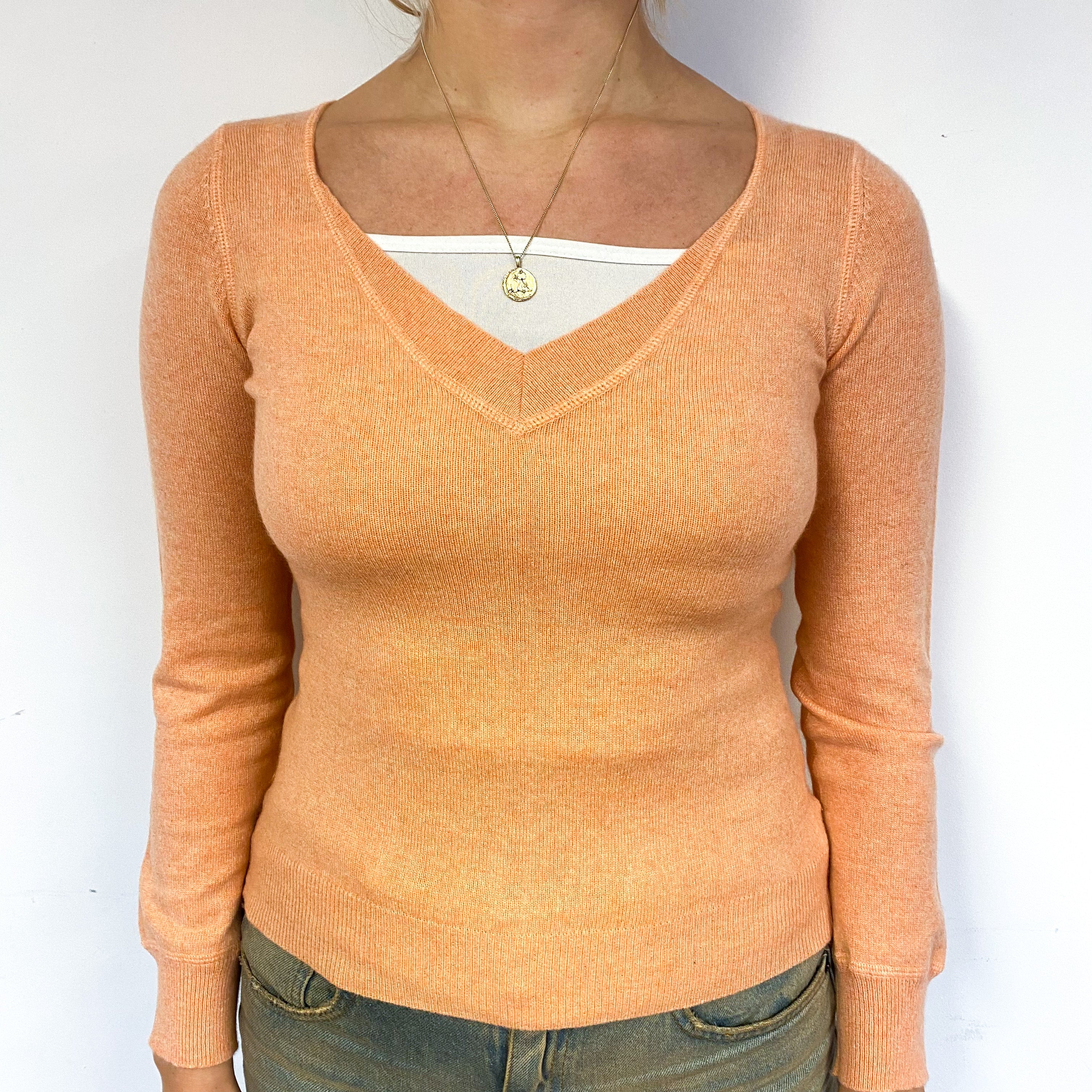 Peach V Neck Jumper Small