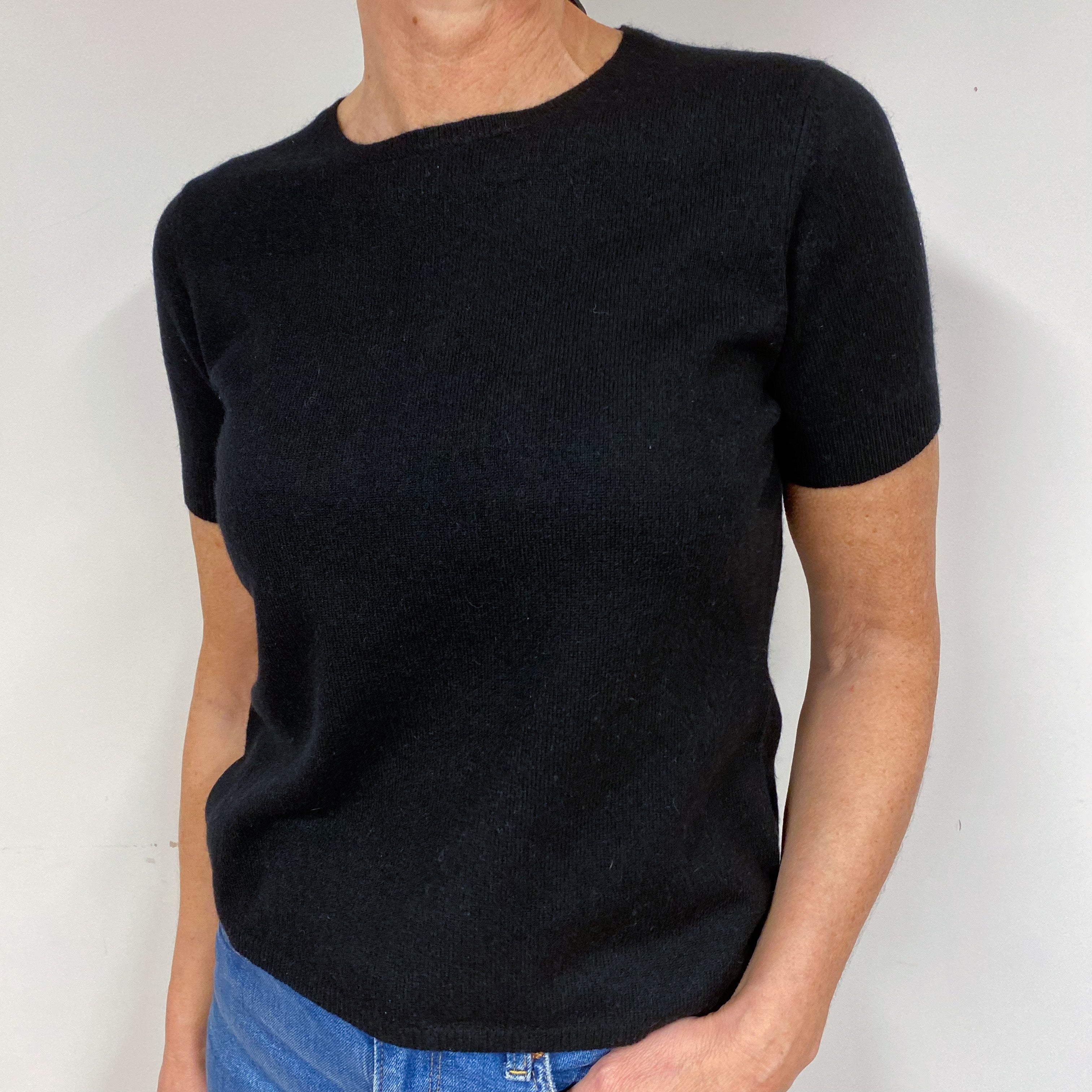 Black Cashmere Crew Neck Tee Medium
