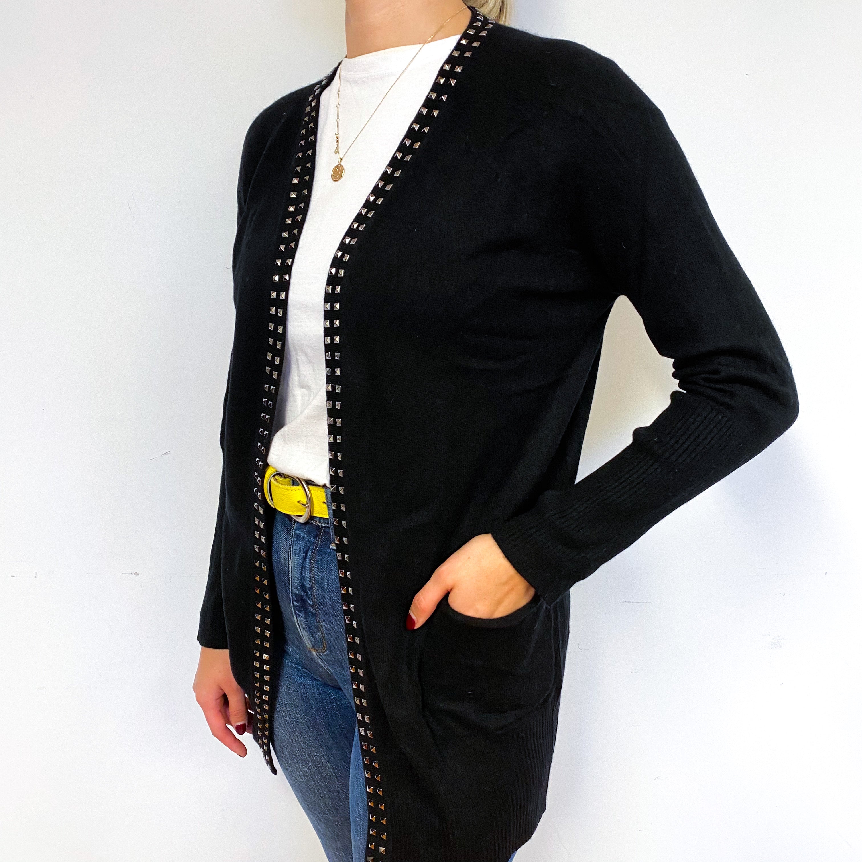 Long Black Studded Cardigan Small