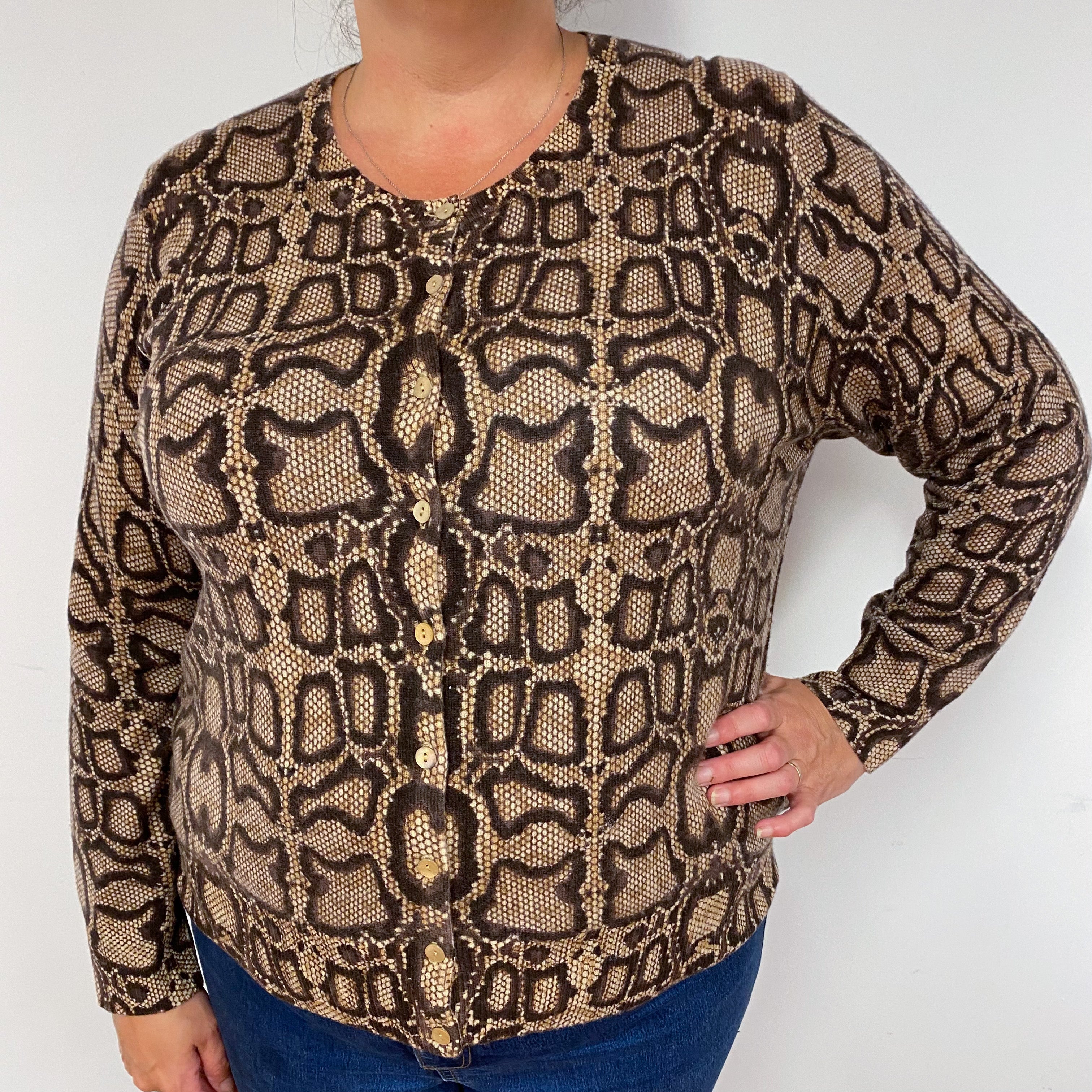 Brown Snake Crew Neck Cardigan Extra Large