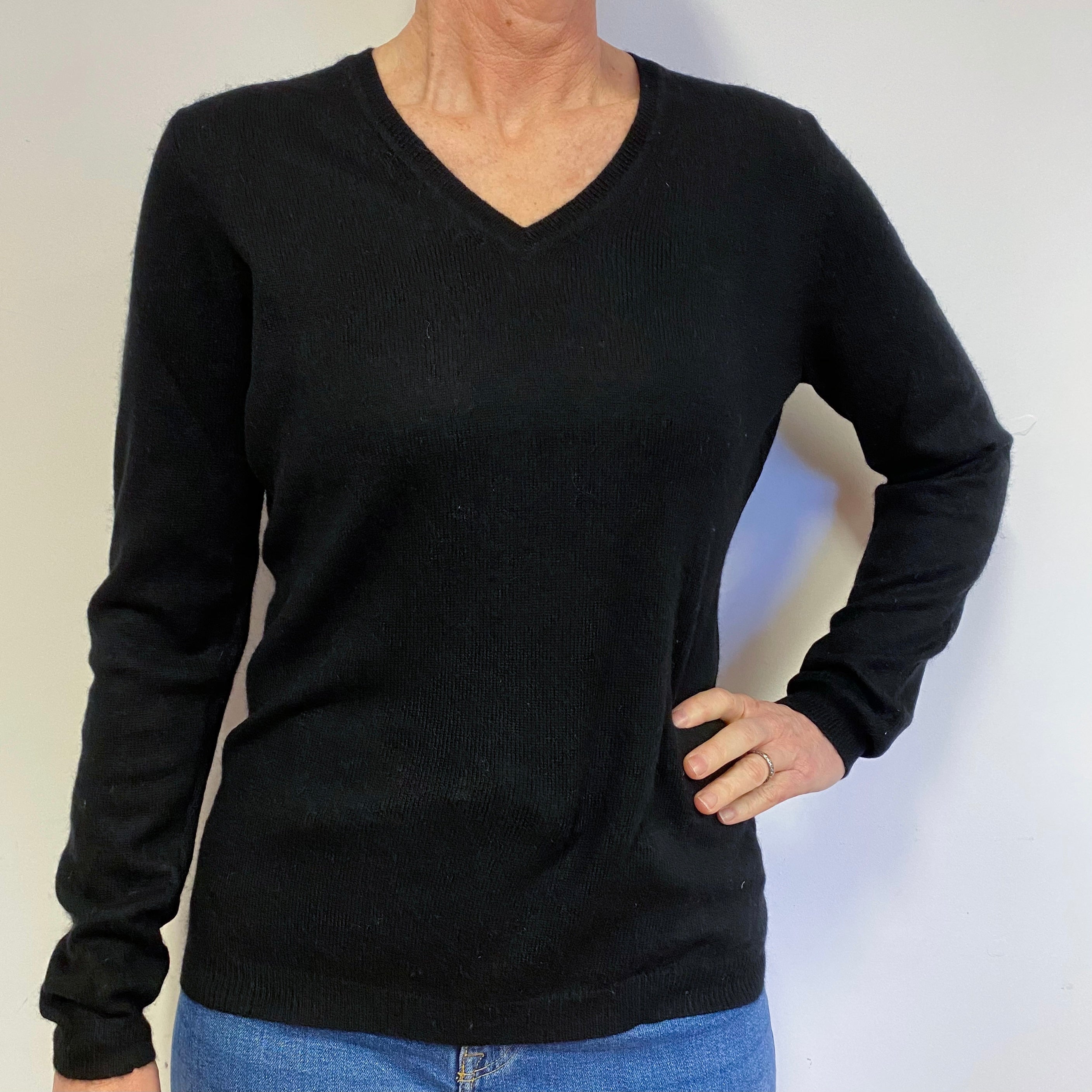 Black V Neck Jumper Medium