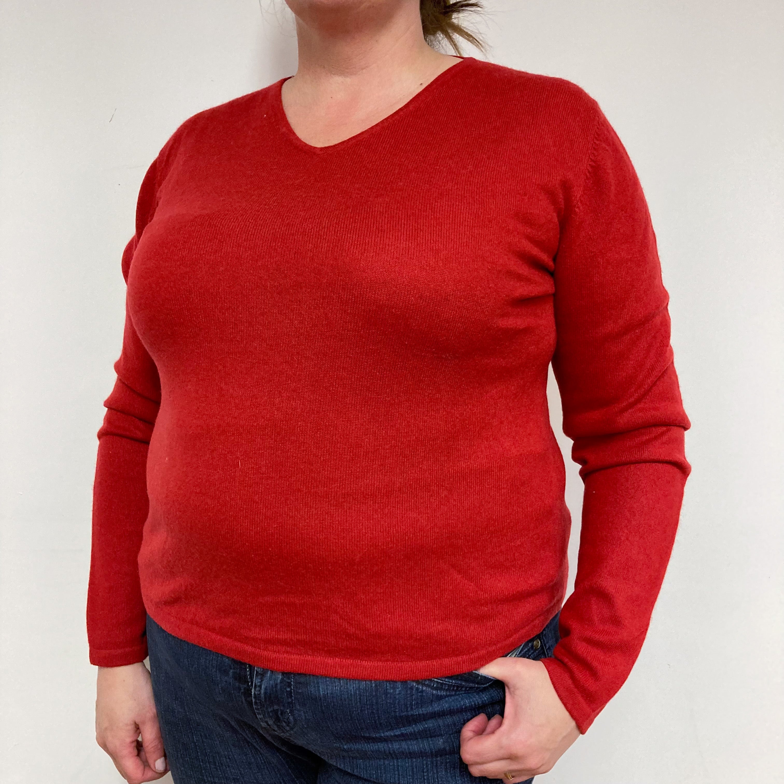 Post Box Red V-Neck Jumper XL