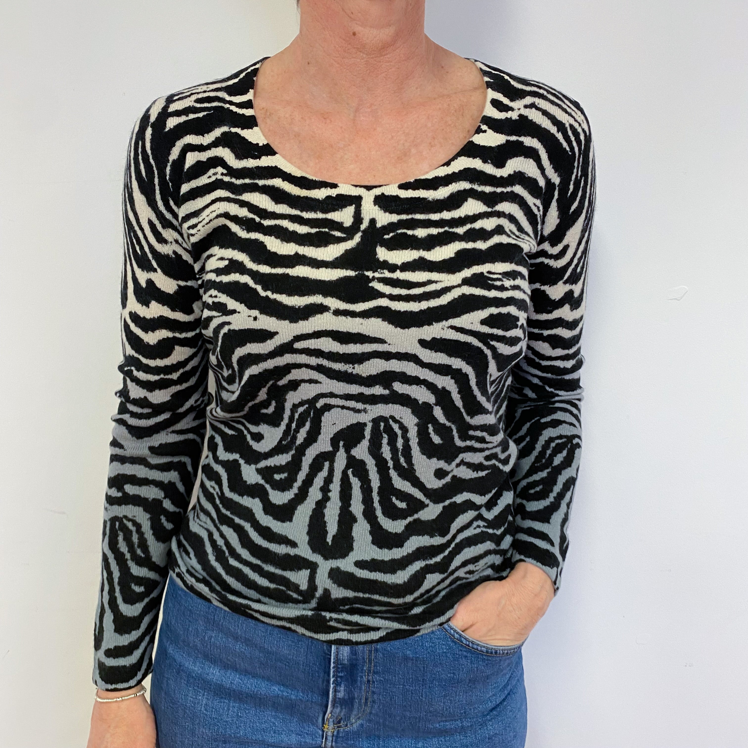 Tiger Print Scooped Neck Jumper Medium