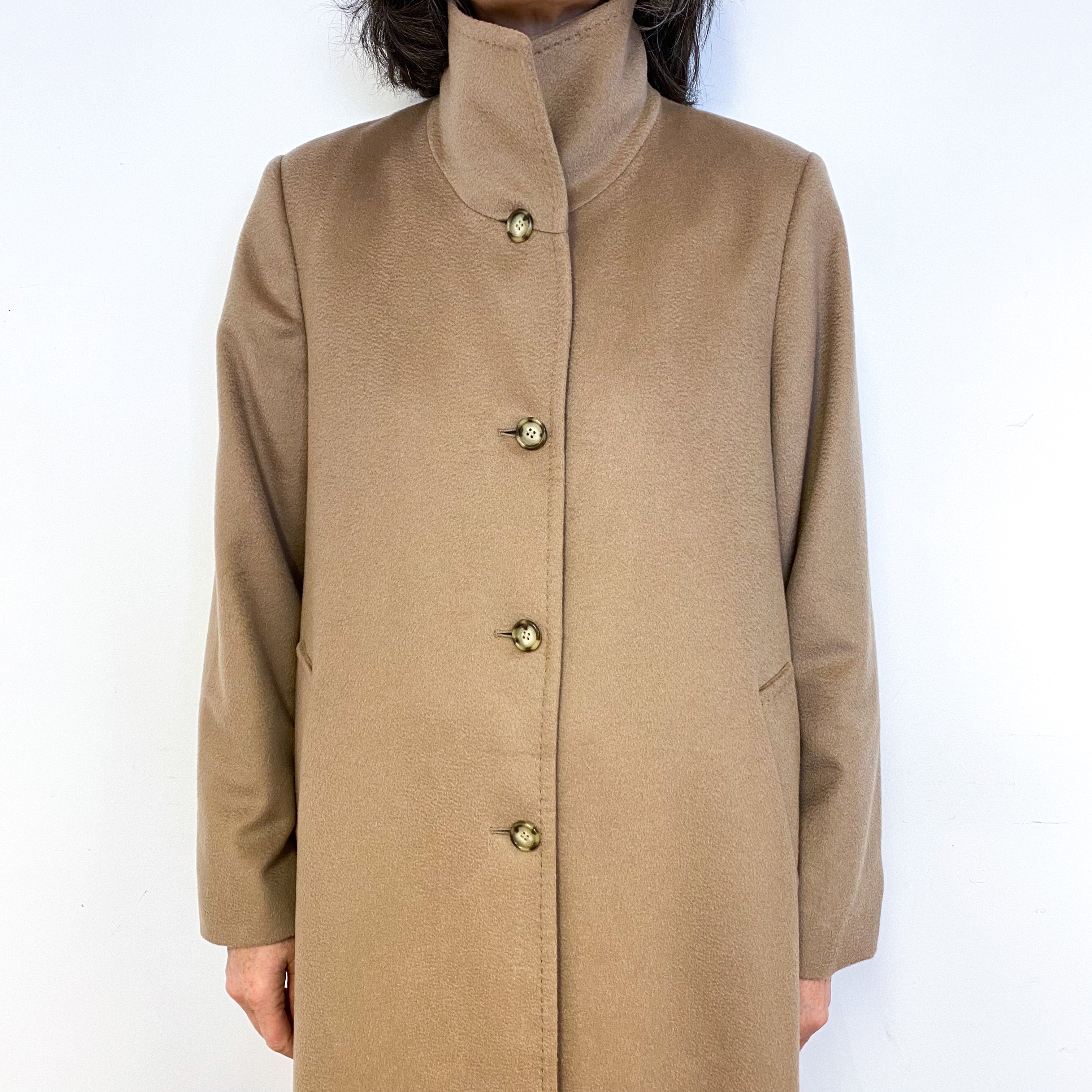 Camel Brown Longline Cashmere Coat Medium