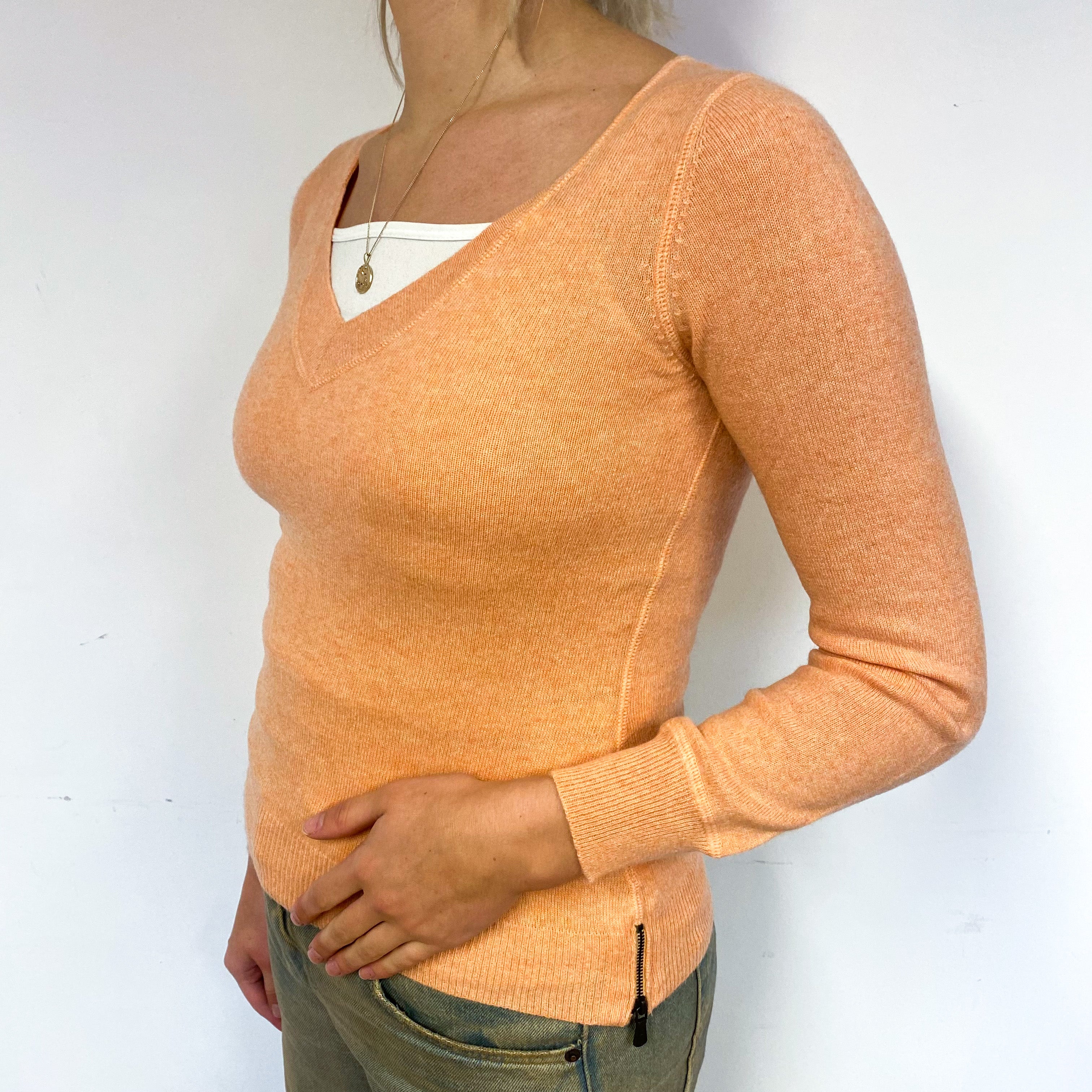 Peach V Neck Jumper Small