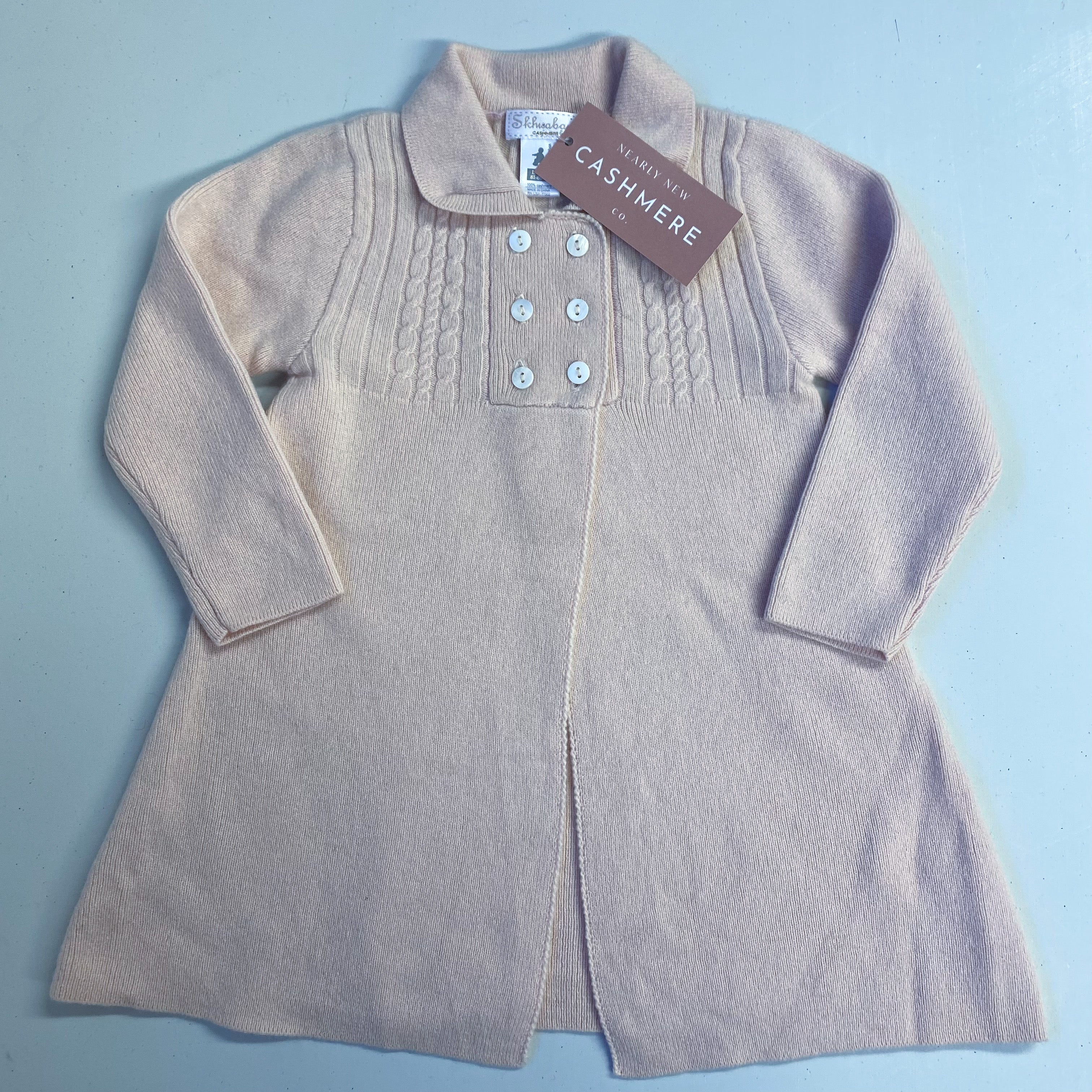 Children’s Baby Pink Cashmere Long Cardigan Age 12 Months