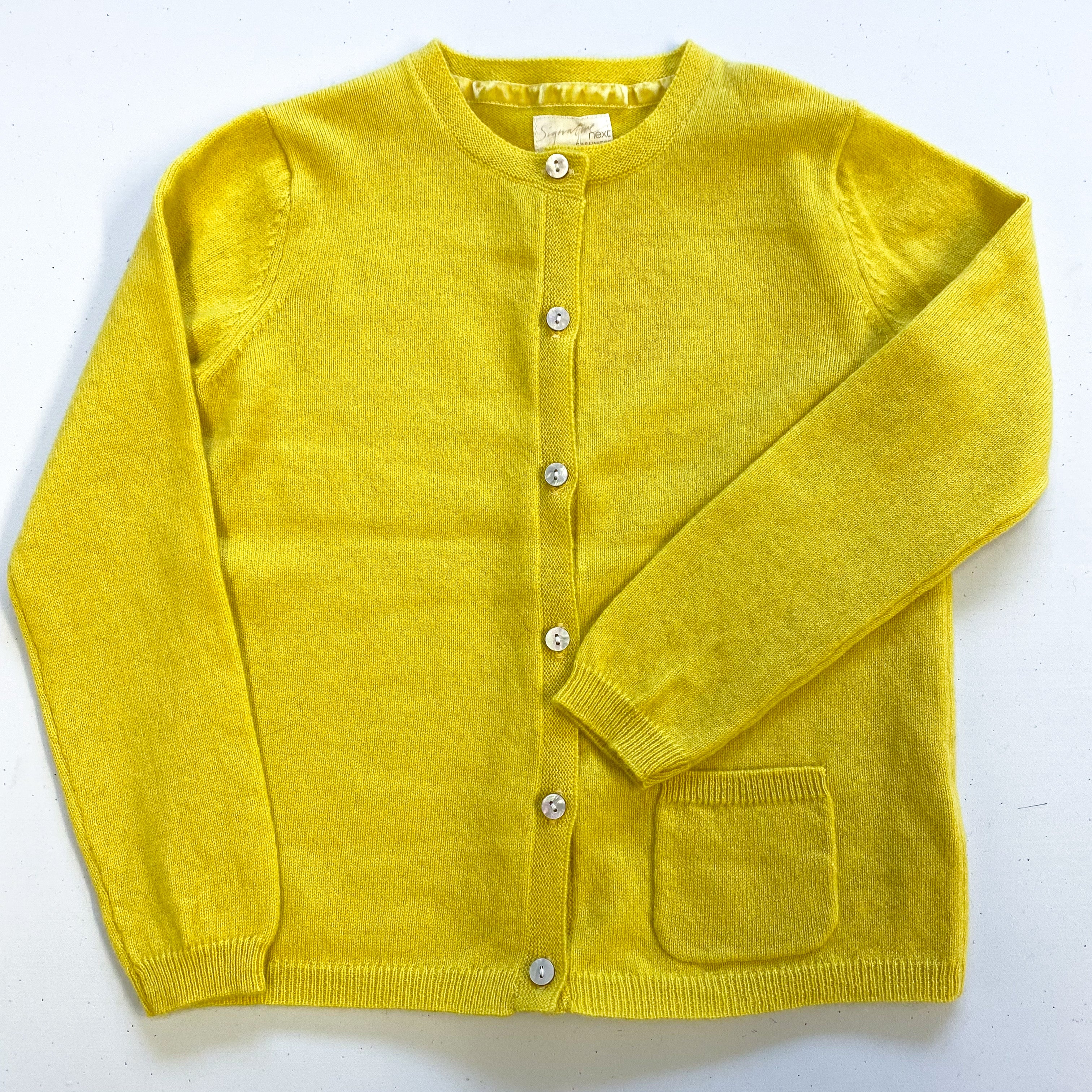Children’s Daffodil Yellow Cashmere Crew Neck Cardigan Age 5-6 Years