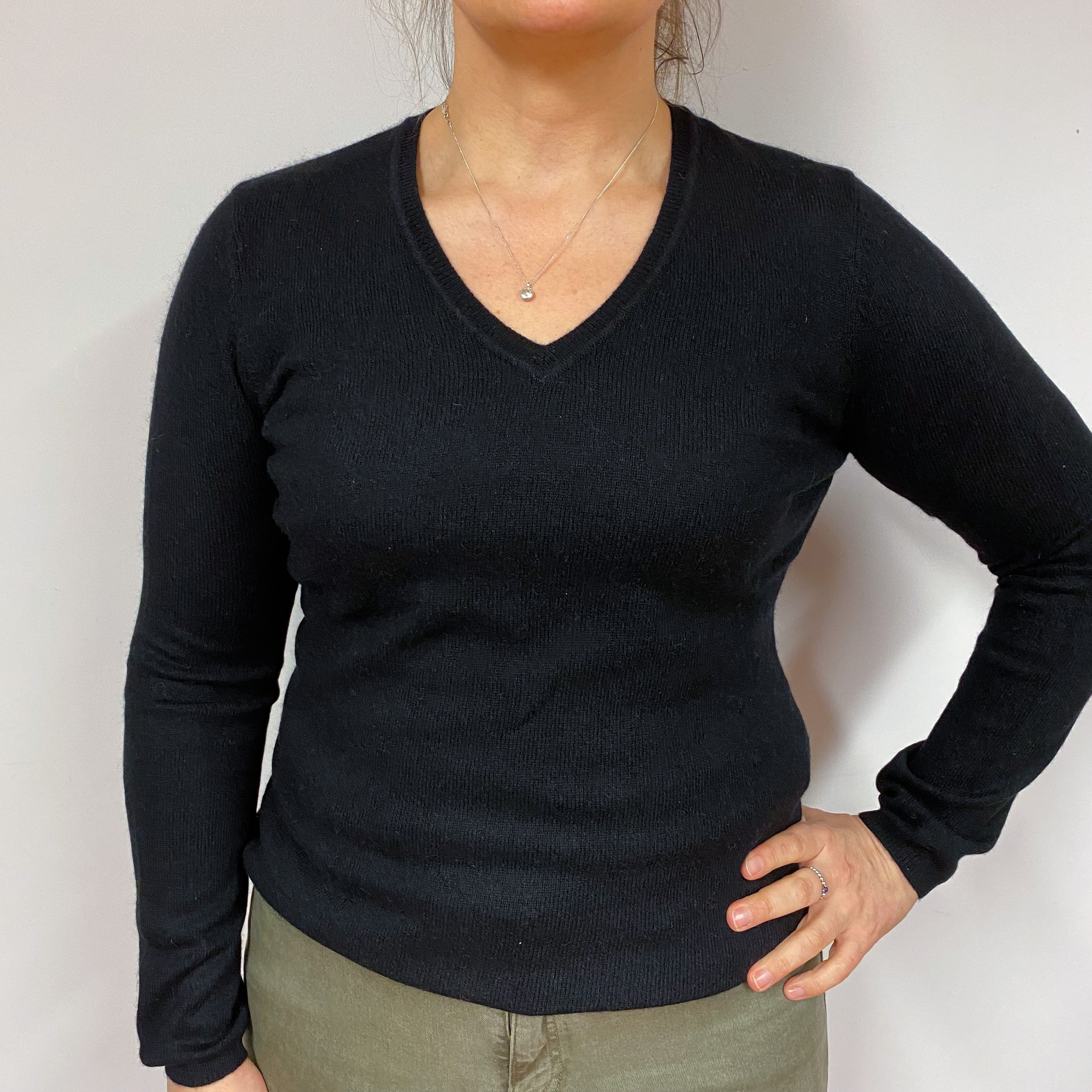 Black V Neck Jumper Large