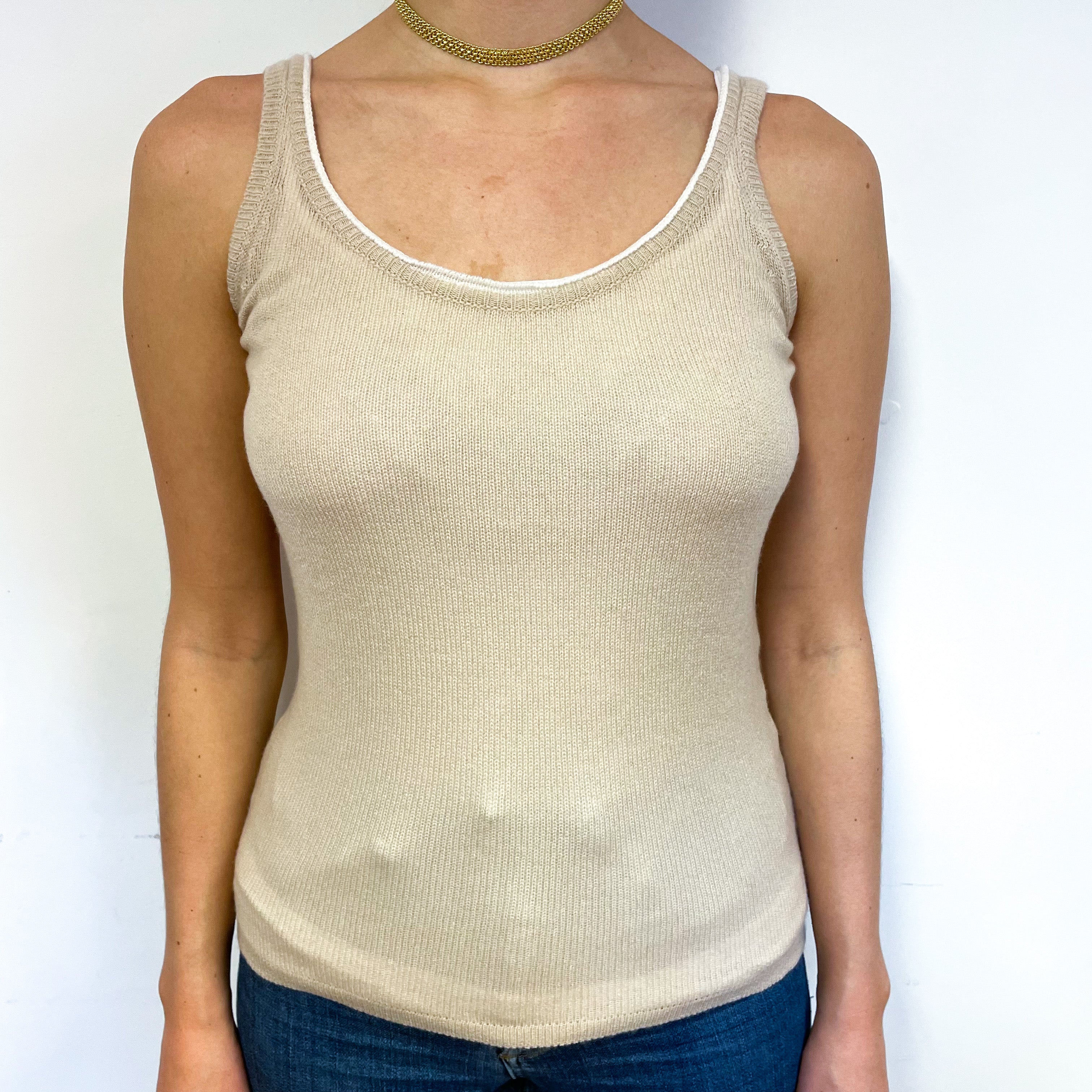 Brand New Scottish Pale Biscuit Cashmere Vest Top Small