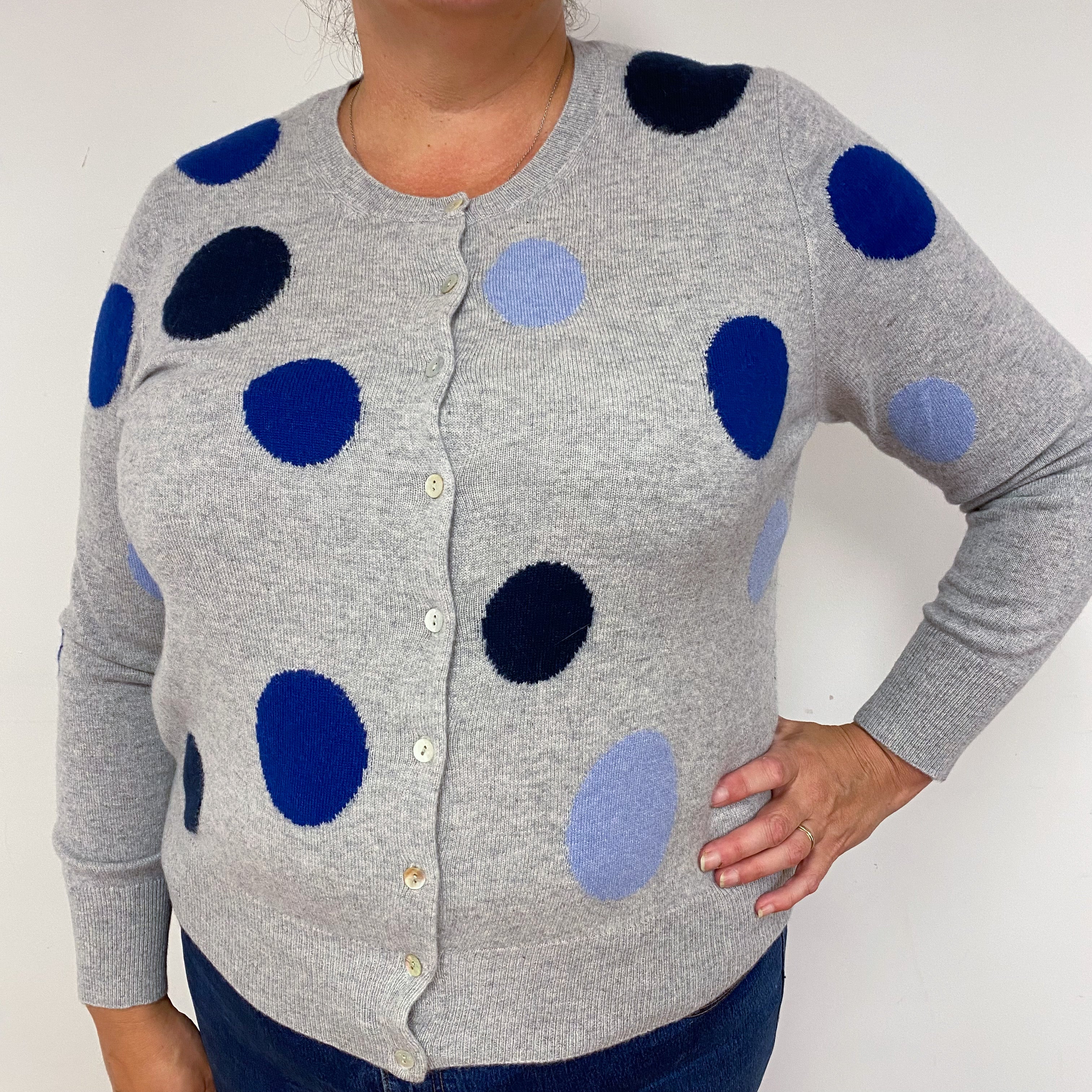 New Grey and Blue Spotty Cardigan Extra Large