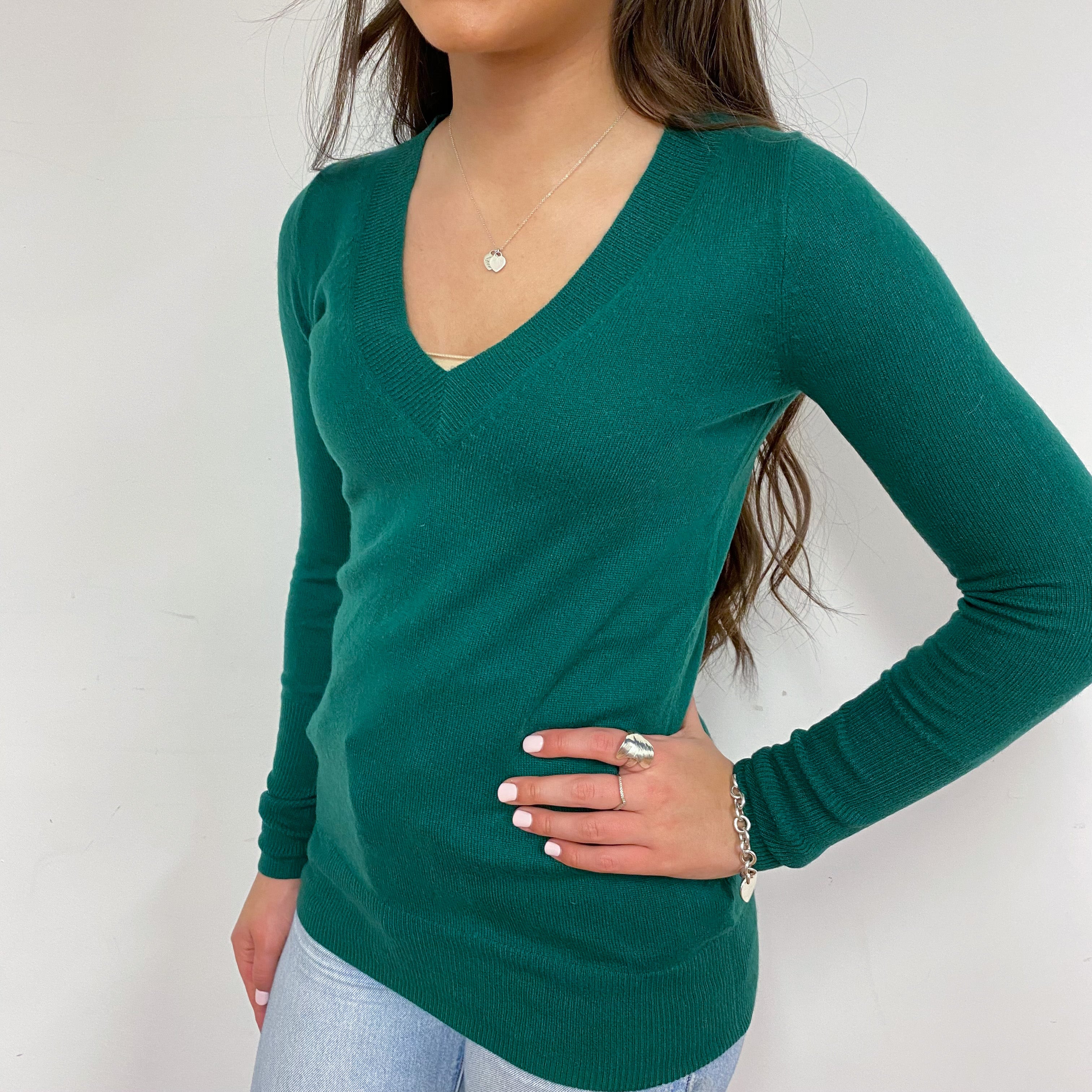 Pine Green V Neck Jumper Extra Small