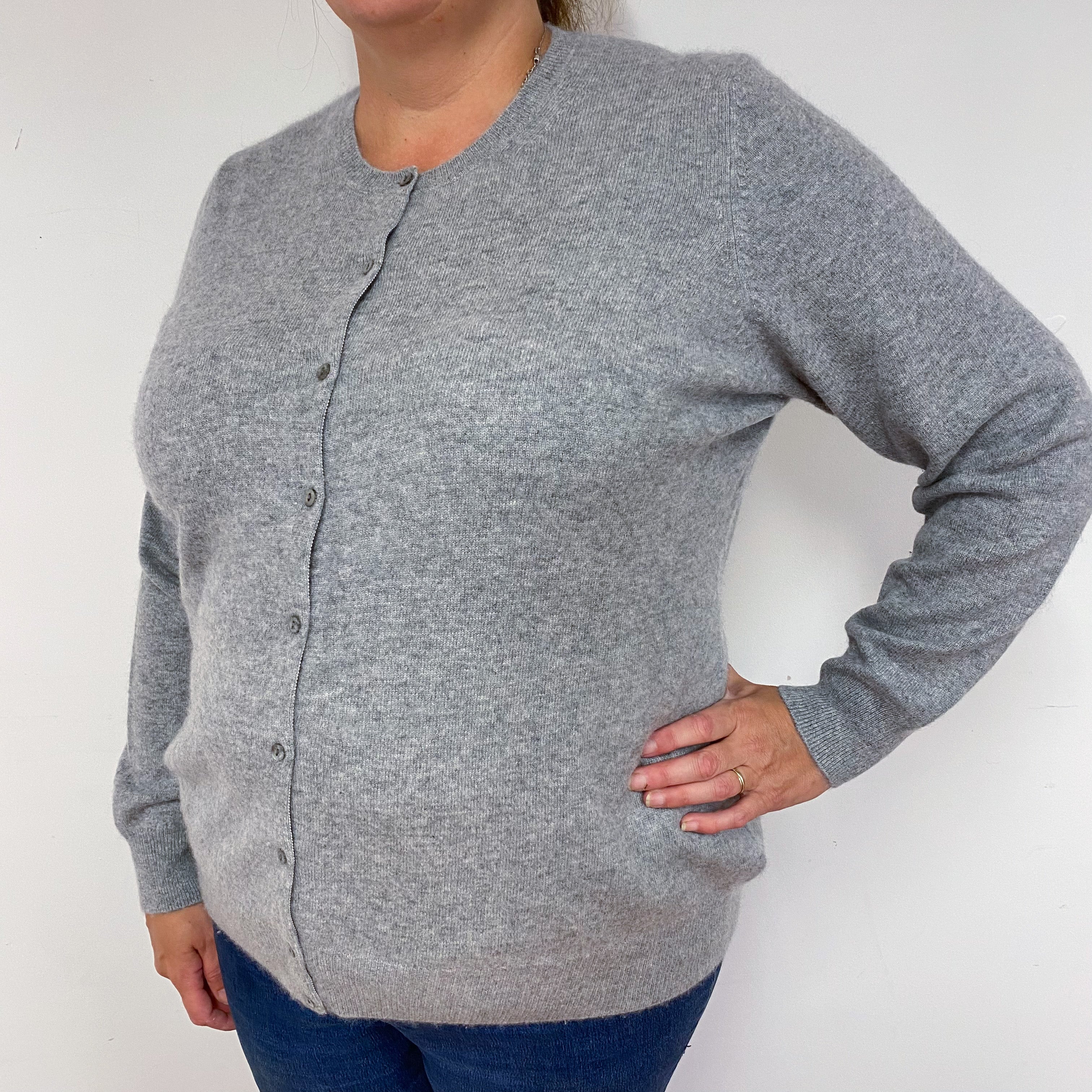Ash Grey Crew Neck Cardigan Extra Large
