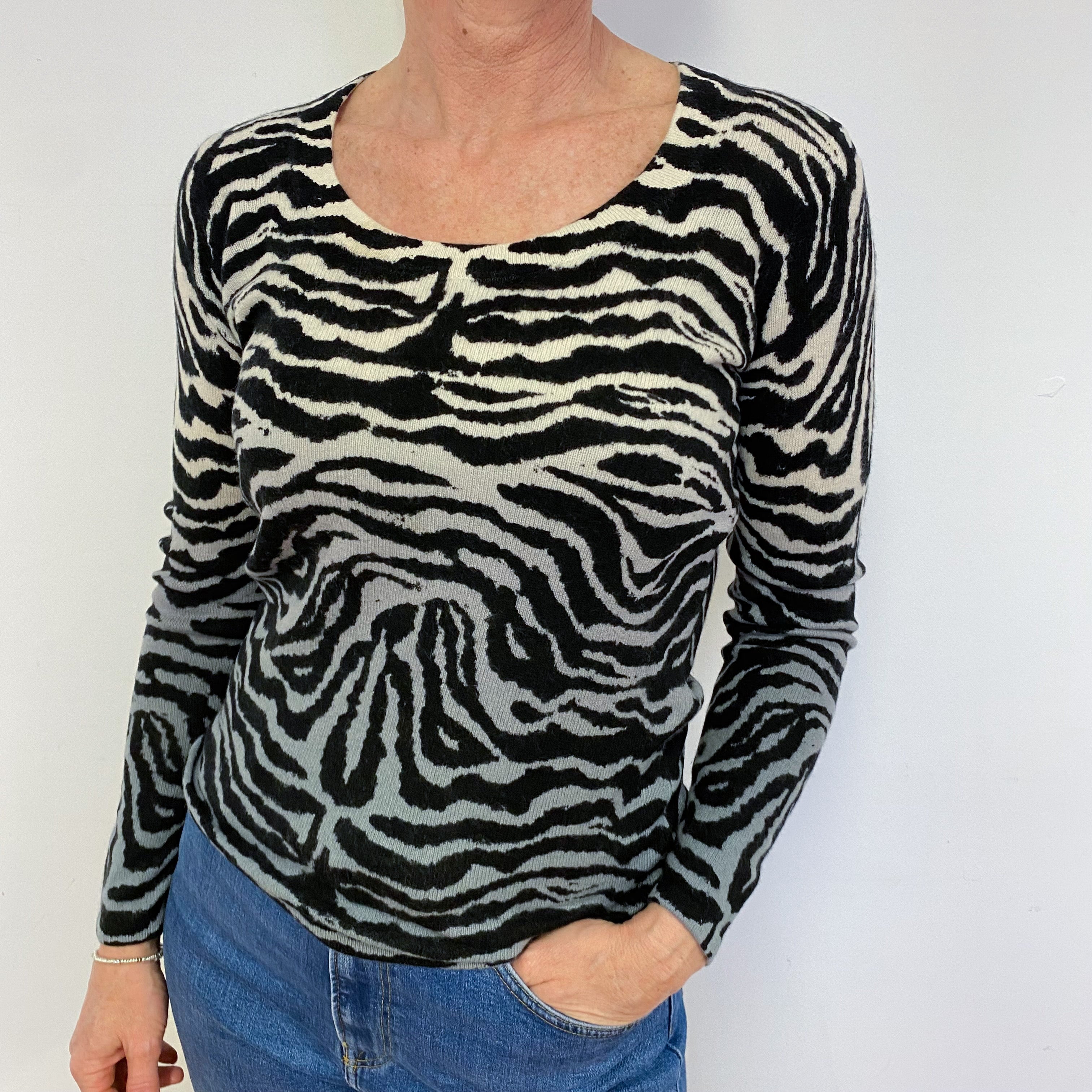 Tiger Print Scooped Neck Jumper Medium