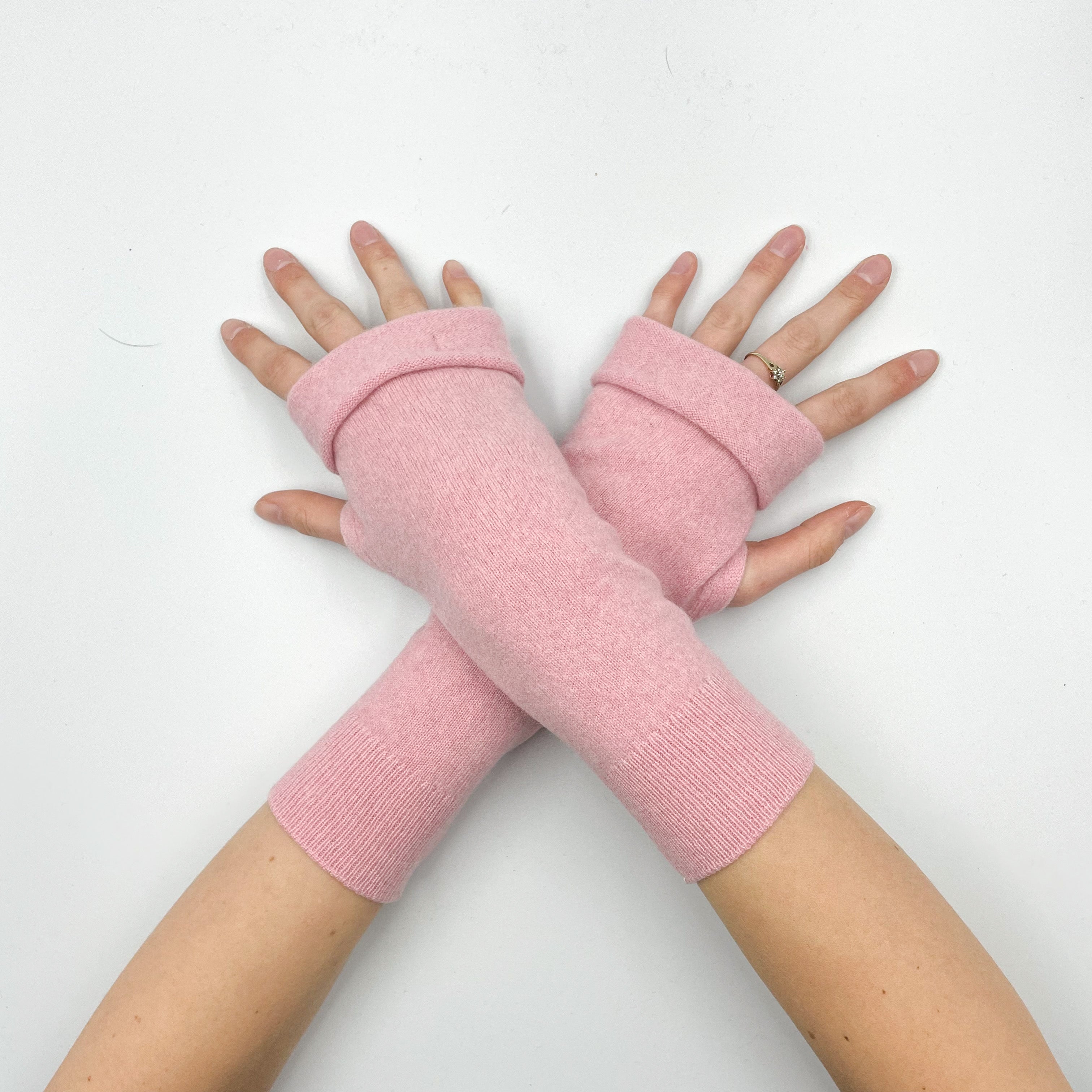 Pastel Pink Fingerless Gloves