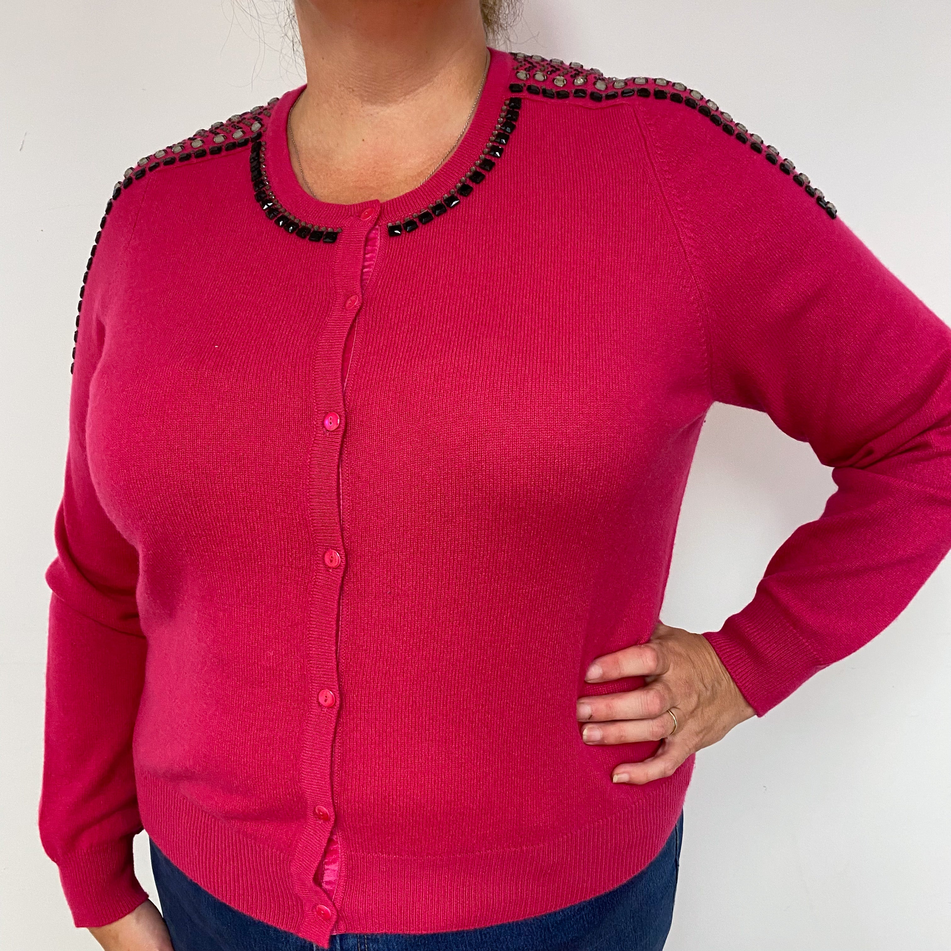 New Cherry Pink Embellished Cardigan Extra Large
