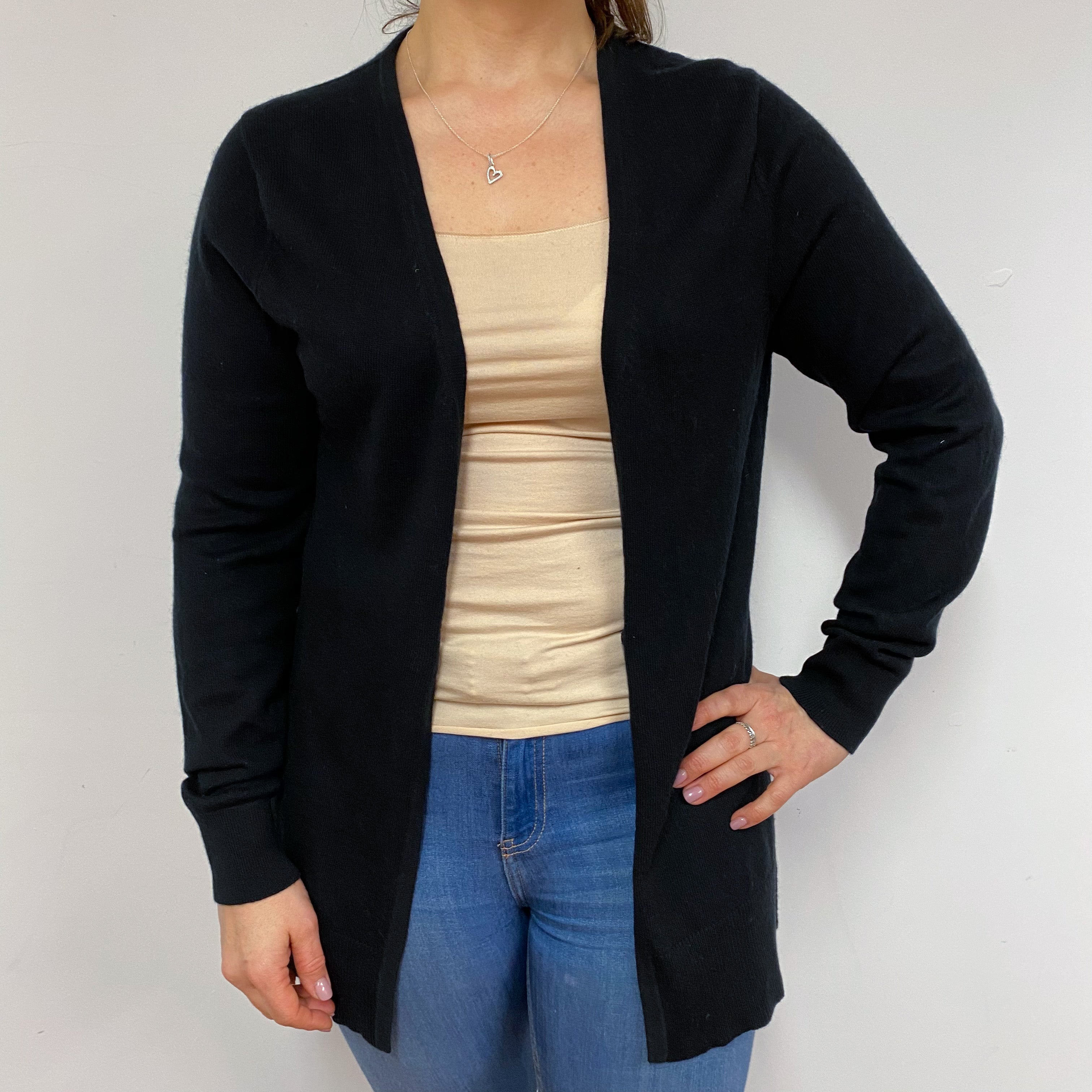 Black Edge to Edge Hooded Cardigan Large