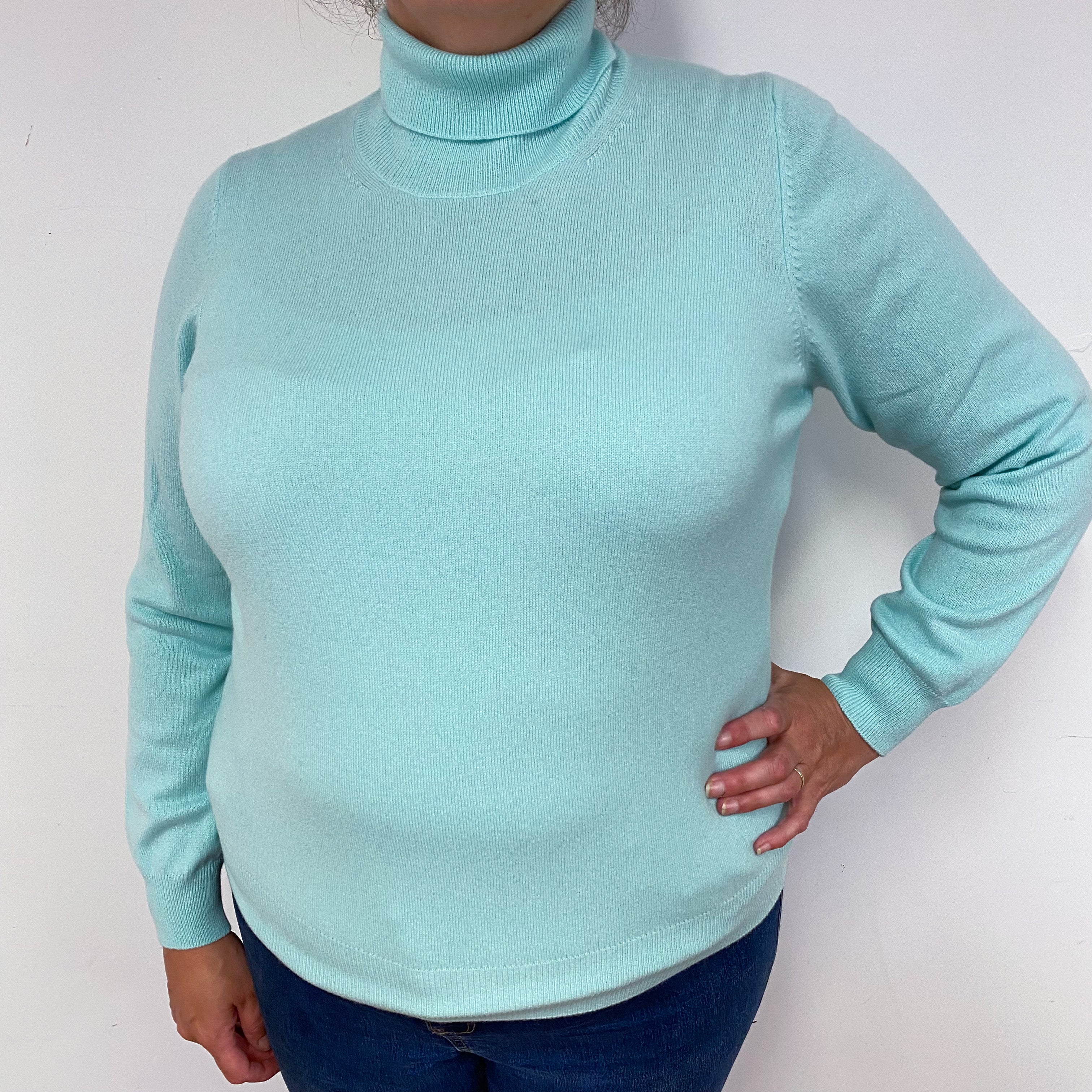 New Mint Green Polo Neck Jumper Extra Large