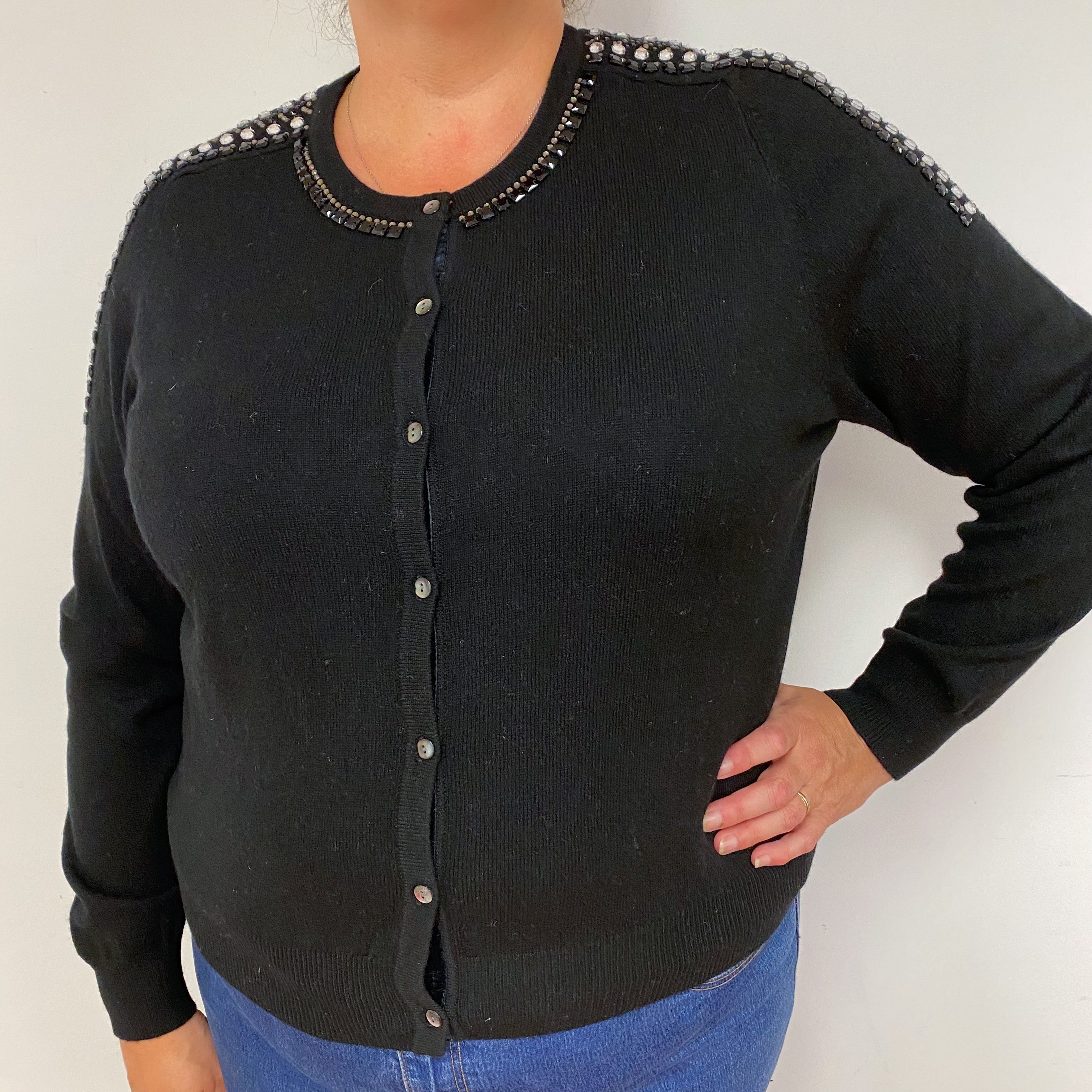 New Black Embellished Cardigan Extra Large