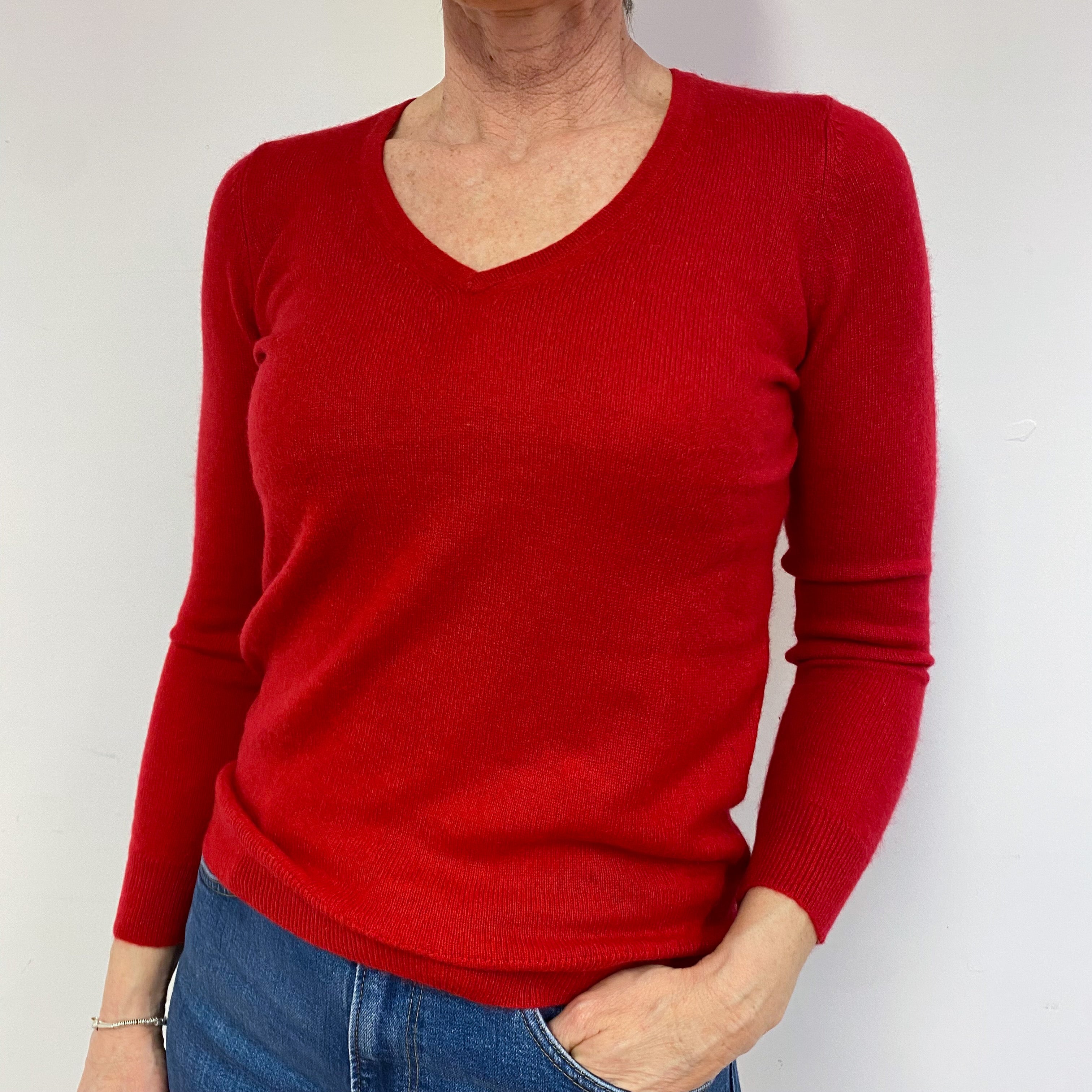 Post Box Red V-Neck Jumper Medium