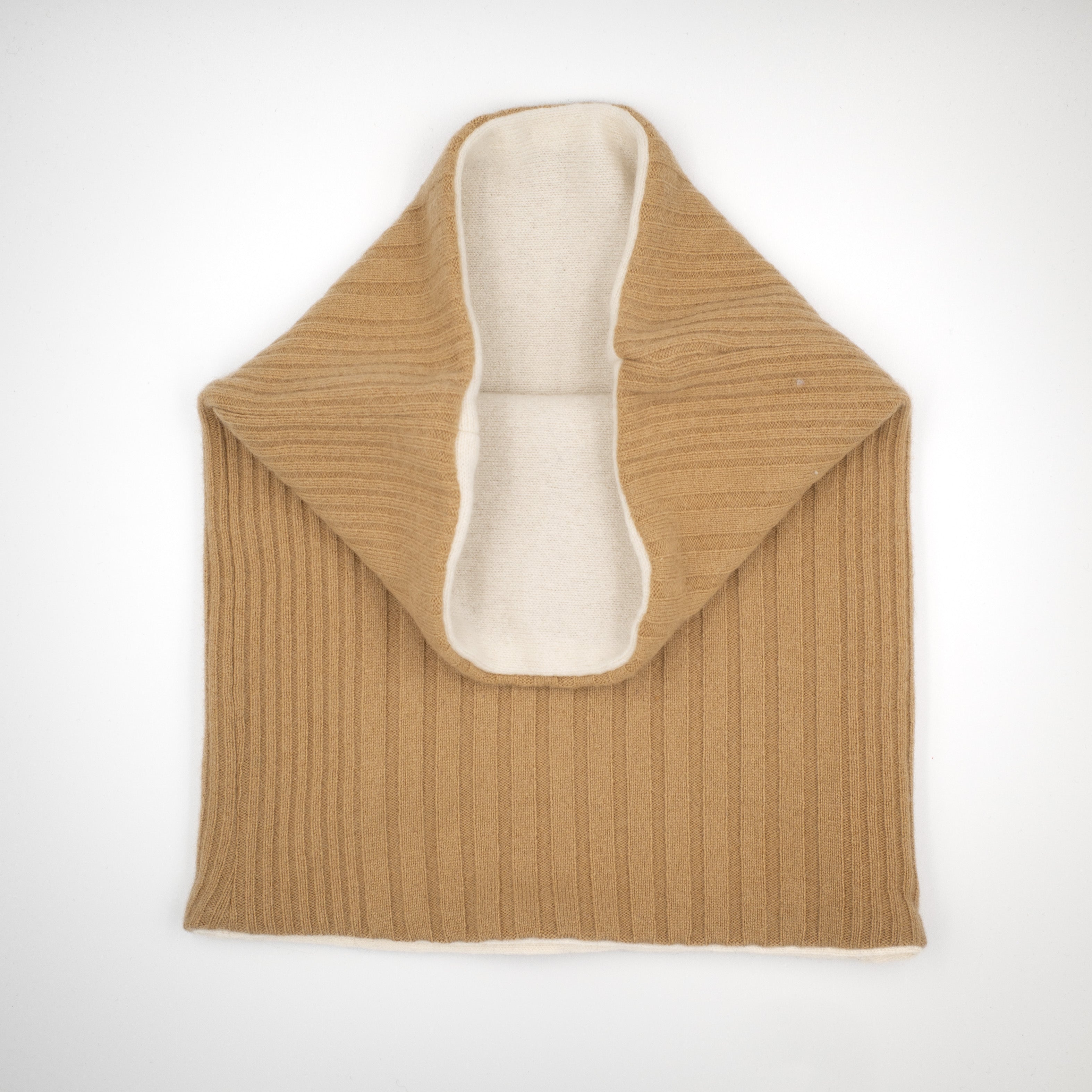 Men’s Cable Camel and Cream Luxury Double Layered Snood