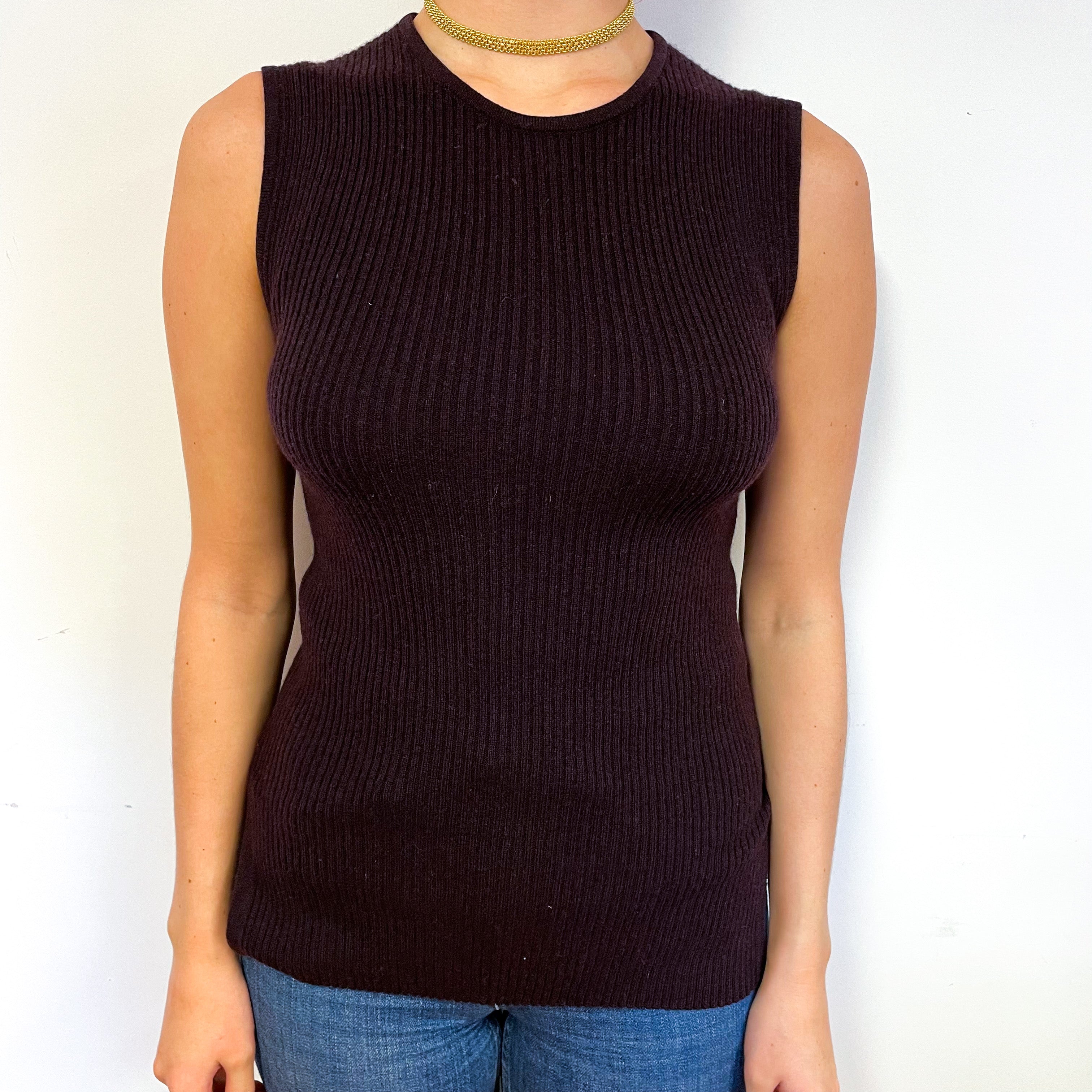 Brand New Scottish Aubergine Cashmere Tank Top Small